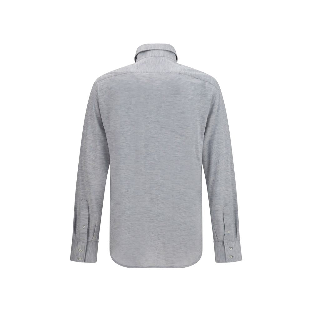 Brunello Cucinelli Blaues Seidenhemd-2
