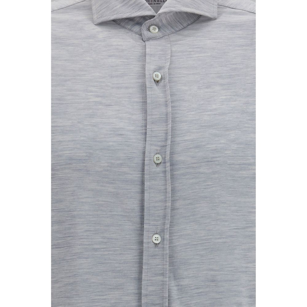 Brunello Cucinelli Blaues Seidenhemd-3