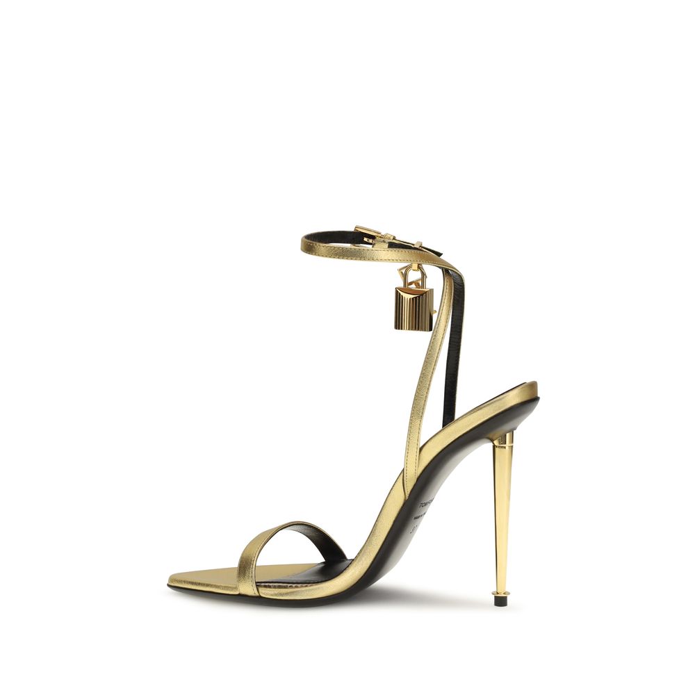 Tom Ford Gold Lamm Ovis Aries Aries Stiletto Sandalen-3