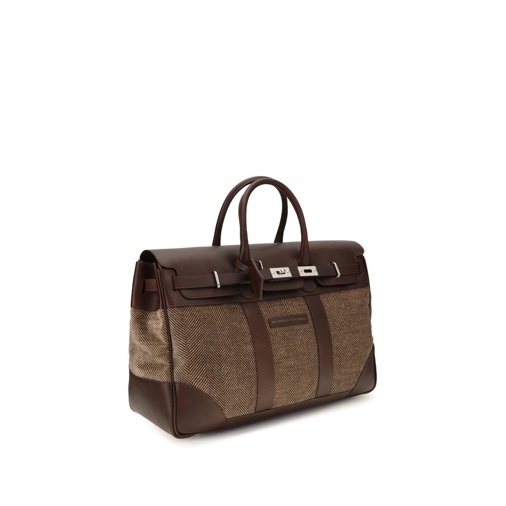 Brunello Cucinelli Braune Kalbsleder Bos Taurus Gepäck und Reise-2