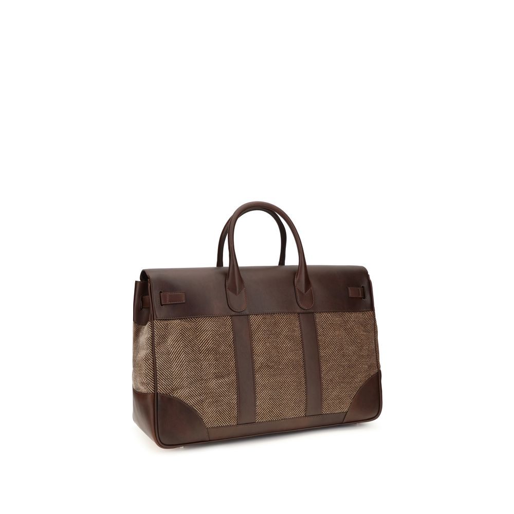 Brunello Cucinelli Braune Kalbsleder Bos Taurus Gepäck und Reise-3