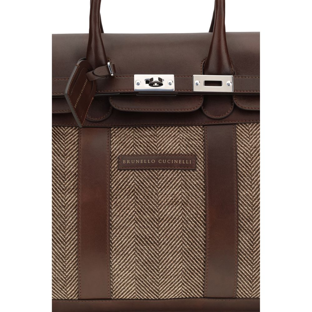 Brunello Cucinelli Braune Kalbsleder Bos Taurus Gepäck und Reise-4