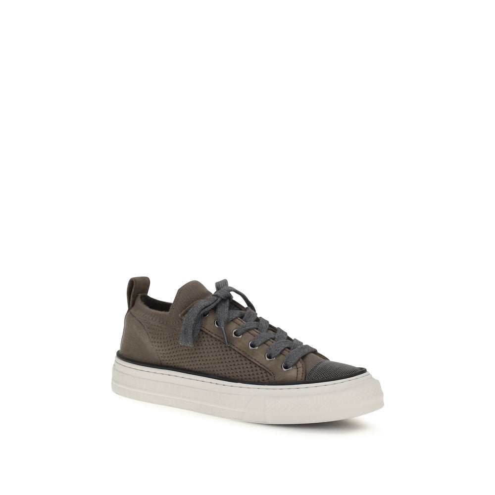 Brunello Cucinelli Braune Low-Top-Sneaker aus Baumwolle-2
