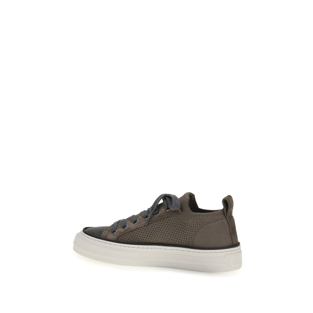 Brunello Cucinelli Braune Low-Top-Sneaker aus Baumwolle-3