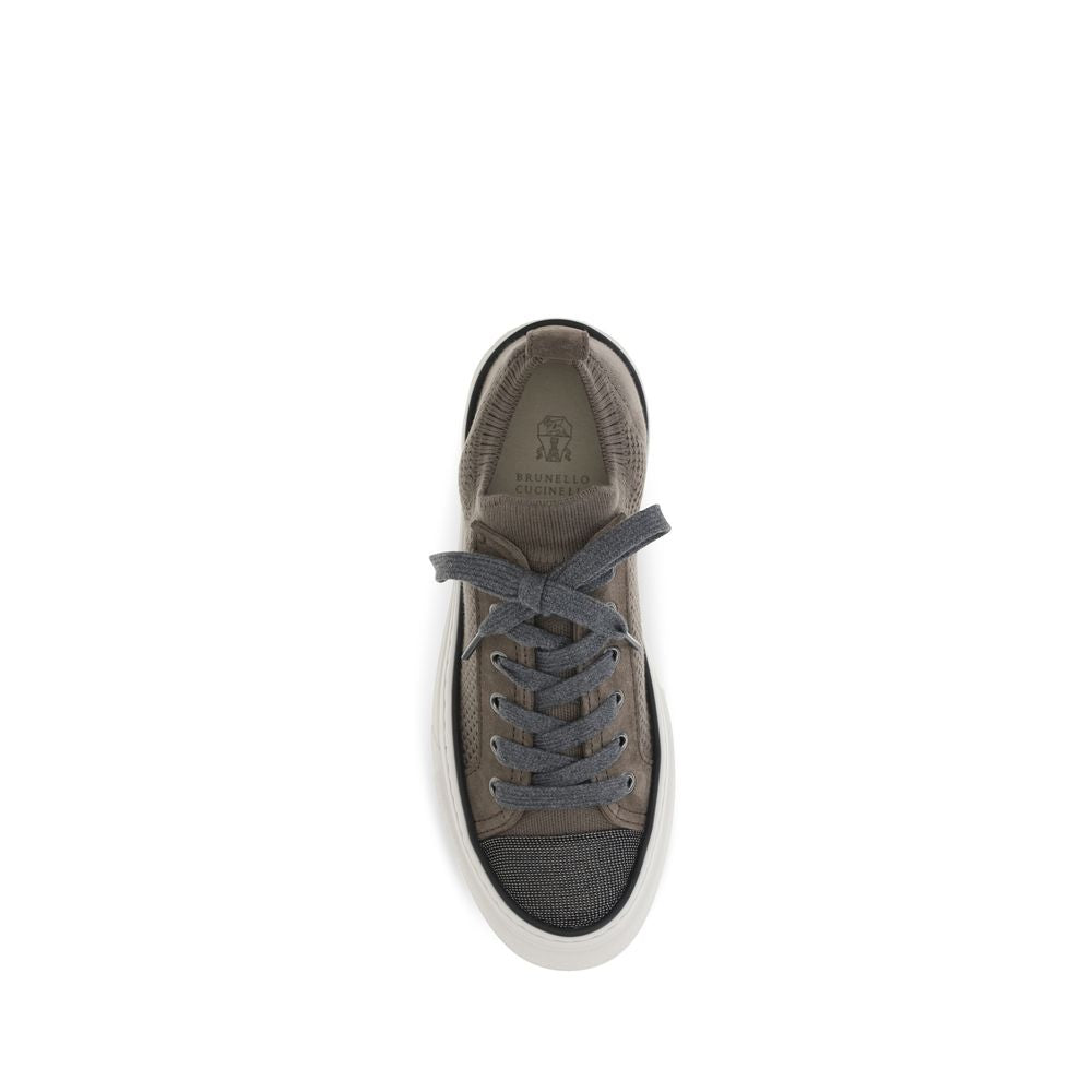 Brunello Cucinelli Braune Low-Top-Sneaker aus Baumwolle-4