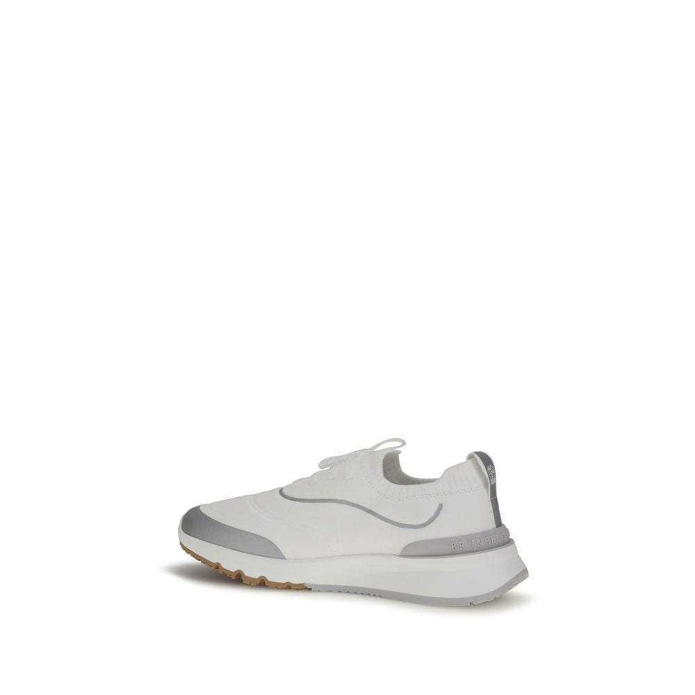 Brunello Cucinelli Weiße Sneaker aus Baumwolle im Athletic-Look-3