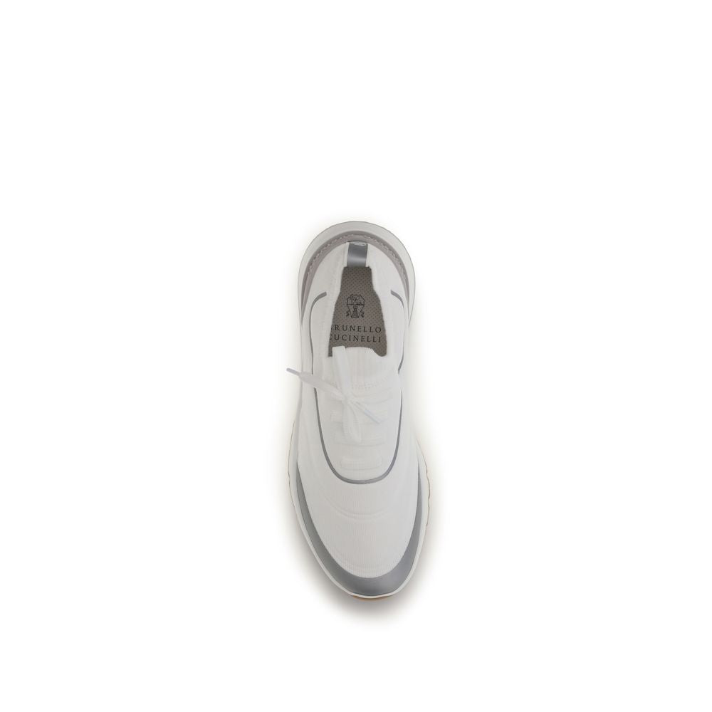 Brunello Cucinelli Weiße Sneaker aus Baumwolle im Athletic-Look-4