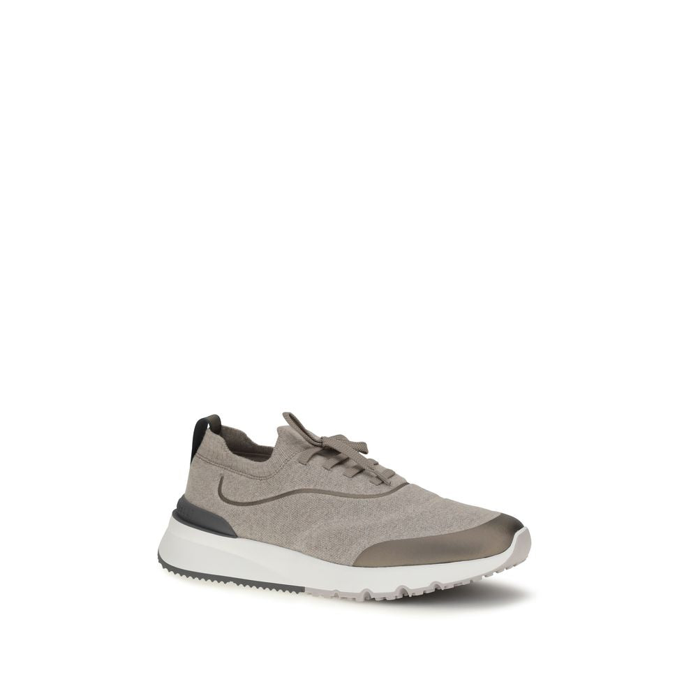 Brunello Cucinelli Braune Sneaker aus Baumwolle im Athletic-Stil-2