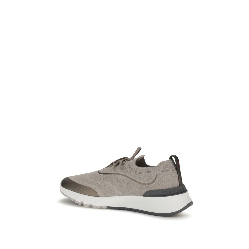 Brunello Cucinelli Braune Sneaker aus Baumwolle im Athletic-Stil-3