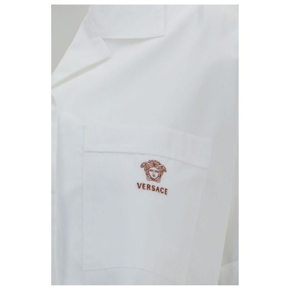 Versace Weißes Baumwollkleidhemd-3