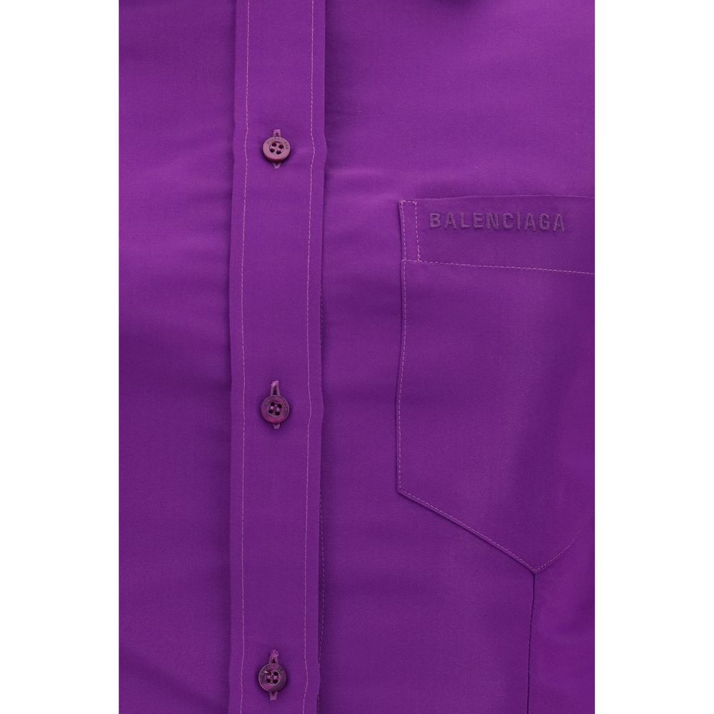 Balenciaga Lila Baumwoll-Kleidhemd-3