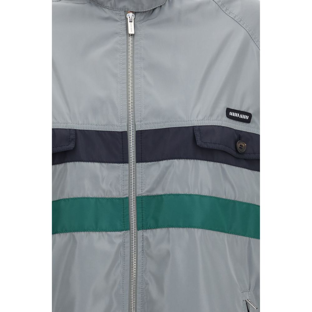 Miu Miu Graue Shell-Jacke aus Polyester-3