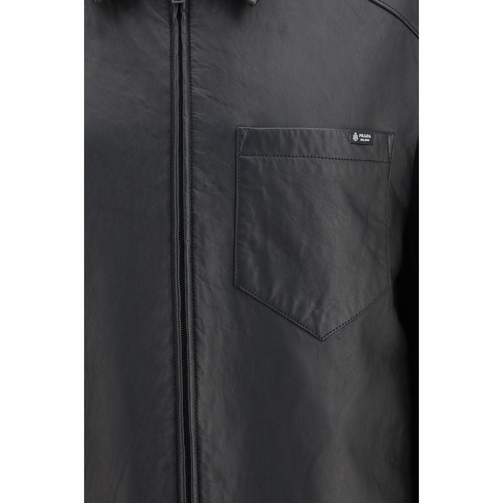 Prada Schwarze Lederjacke-3