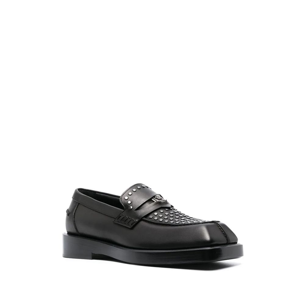 Versace Schwarze Leder Loafer zum Hineinschlüpfen-2