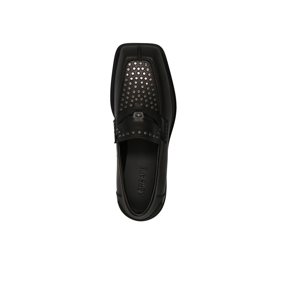 Versace Schwarze Leder Loafer zum Hineinschlüpfen-3