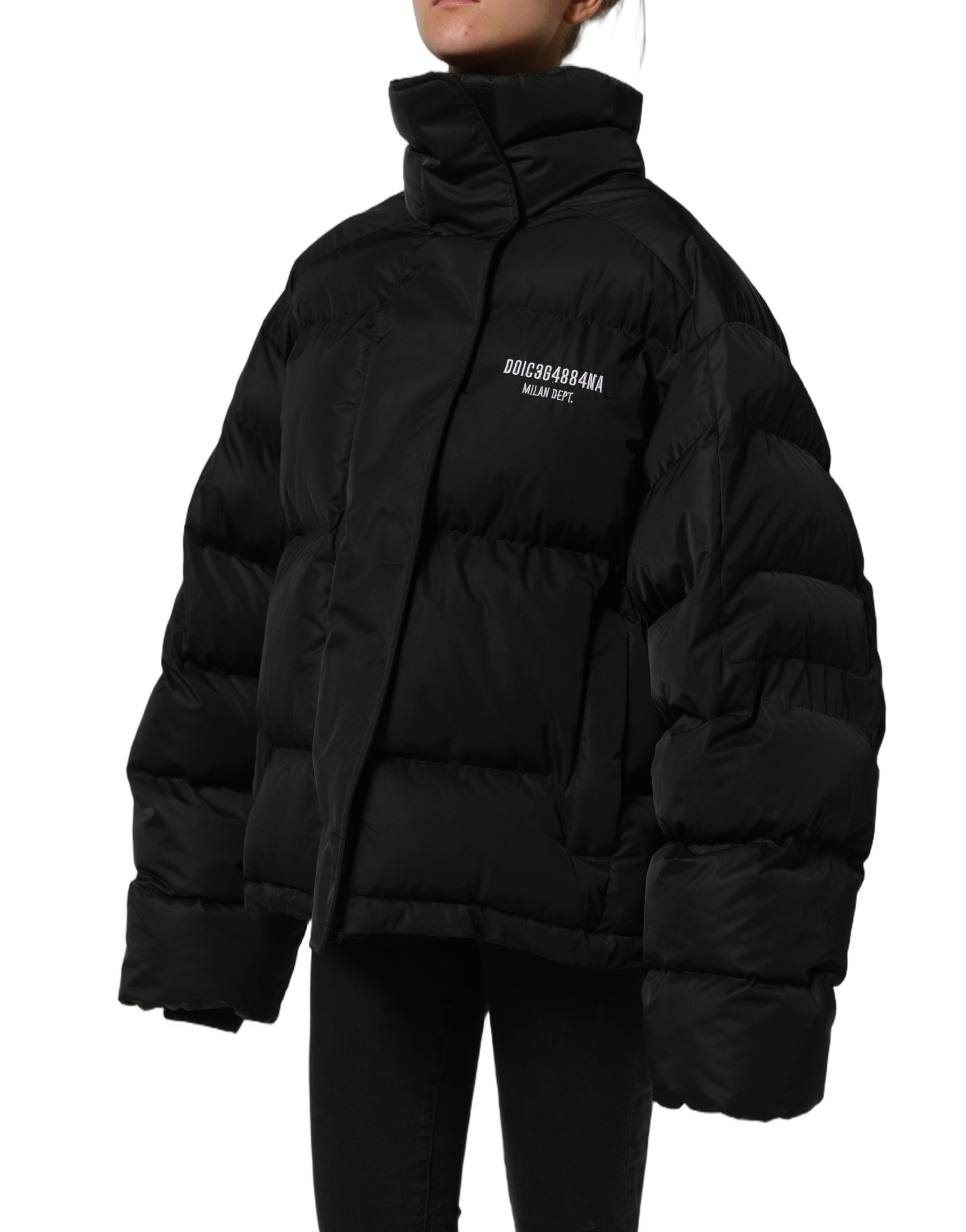 Dolce & Gabbana Schwarze DGVIB3 Bestickte Gepolsterte Pufferjacke-4