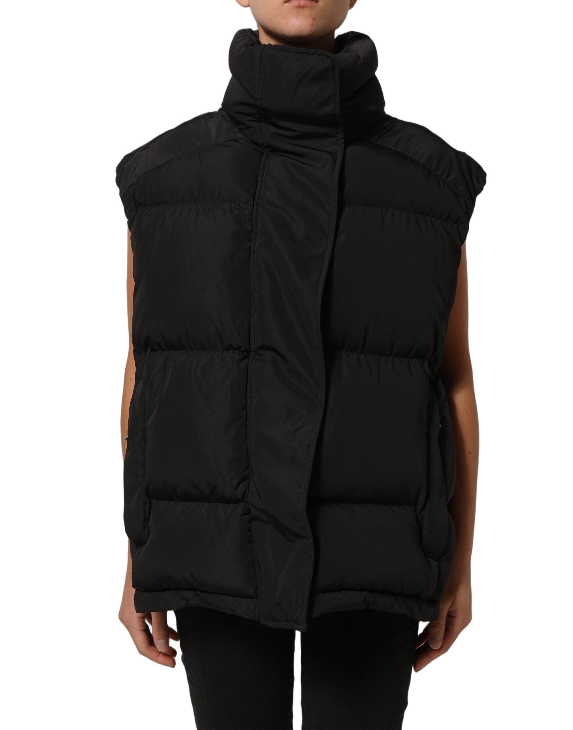 Dolce & Gabbana Schwarze ärmellose Steppjacke aus Polyester für Herren-3