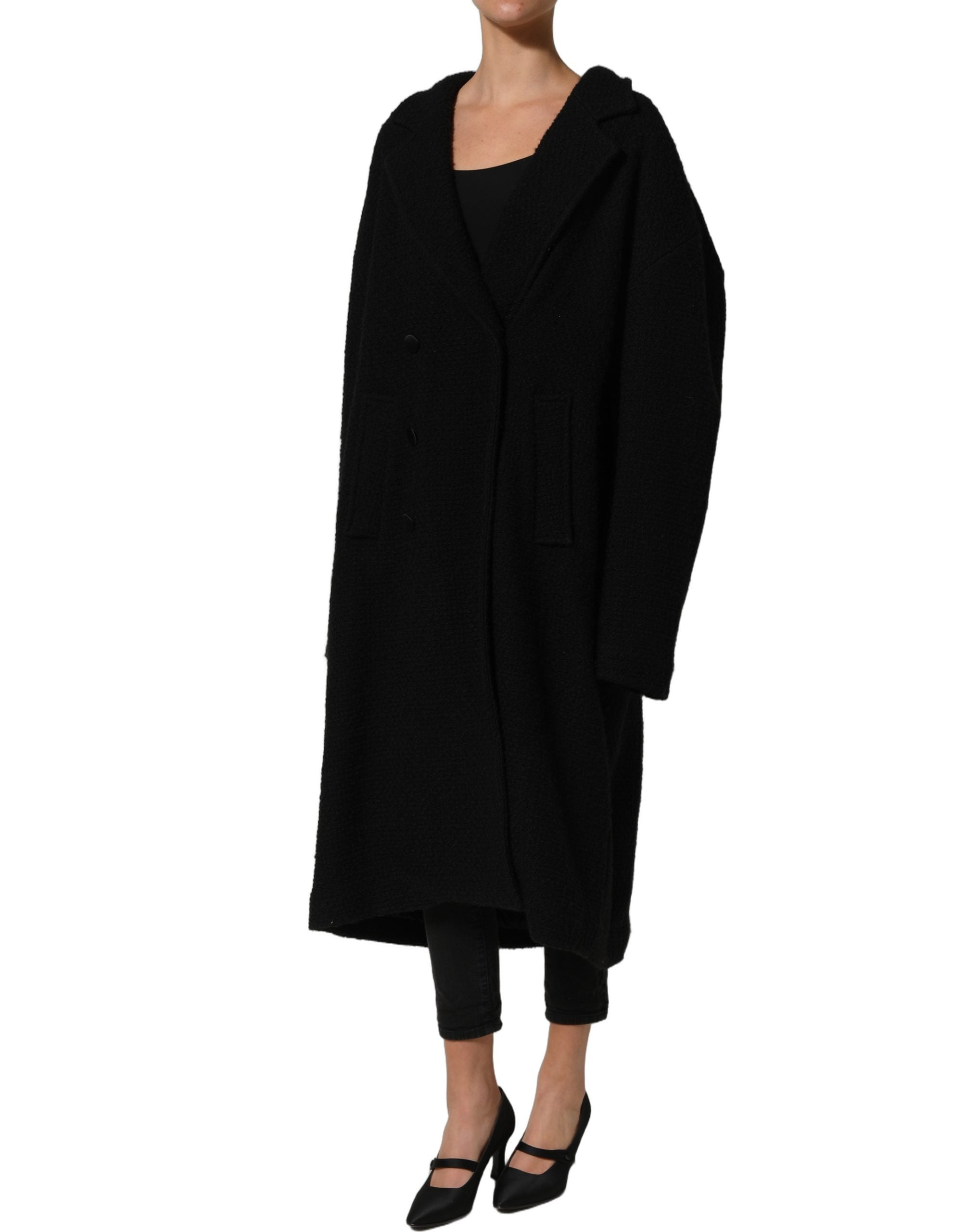 Dolce & Gabbana Schwarzer Herren-Trenchcoat mit doppelreihiger Knopfleiste-3