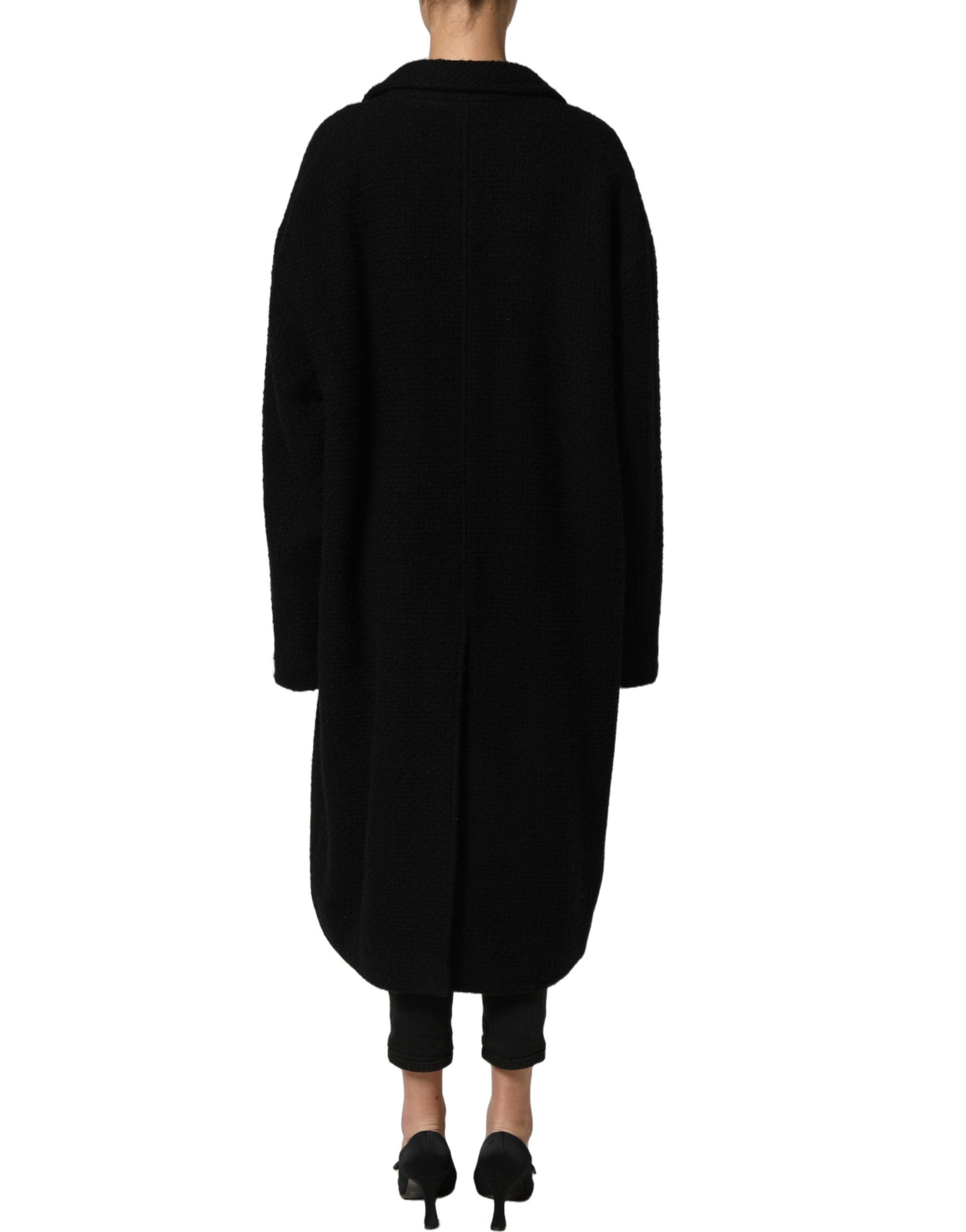 Dolce & Gabbana Schwarzer Herren-Trenchcoat mit doppelreihiger Knopfleiste-4