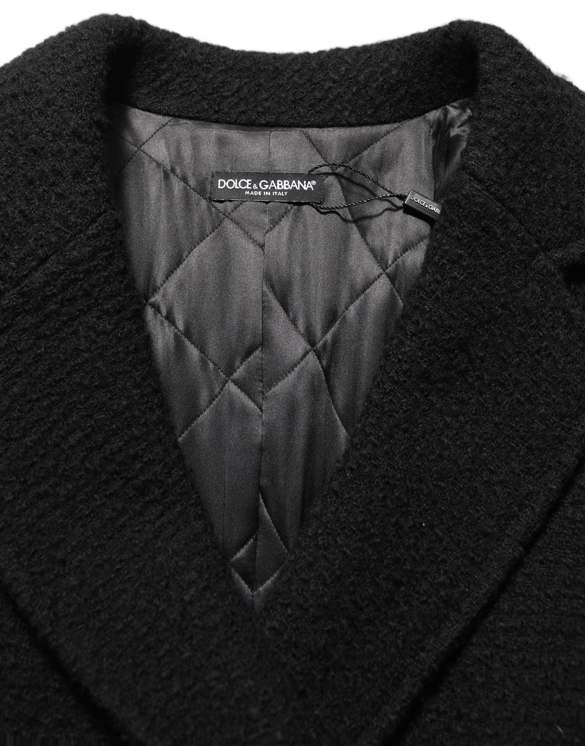 Dolce & Gabbana Schwarzer Herren-Trenchcoat mit doppelreihiger Knopfleiste-6