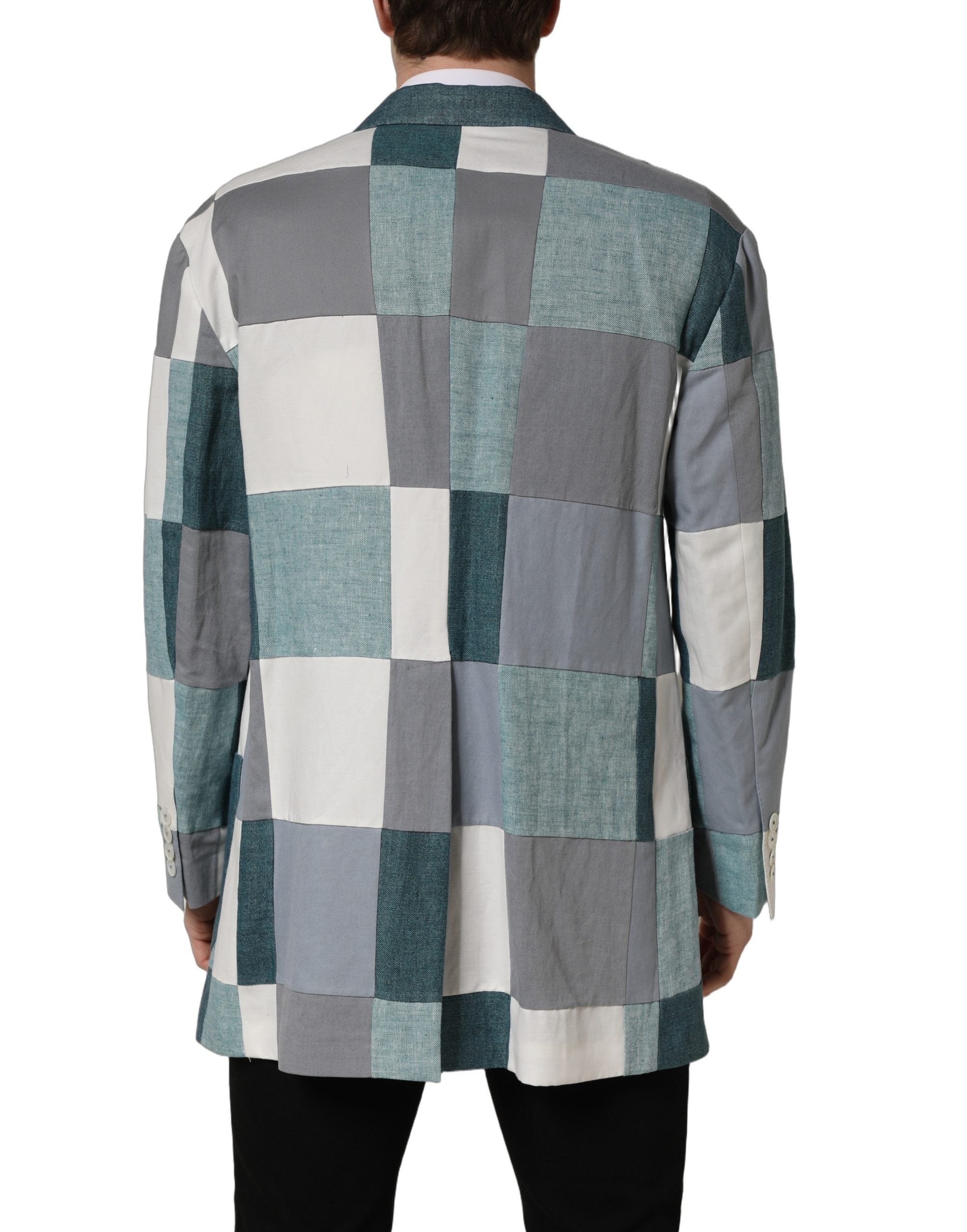 Dolce & Gabbana Mehrfarbige Patchwork-Leinen-Sakko mit Doppelreihenknöpfen-5