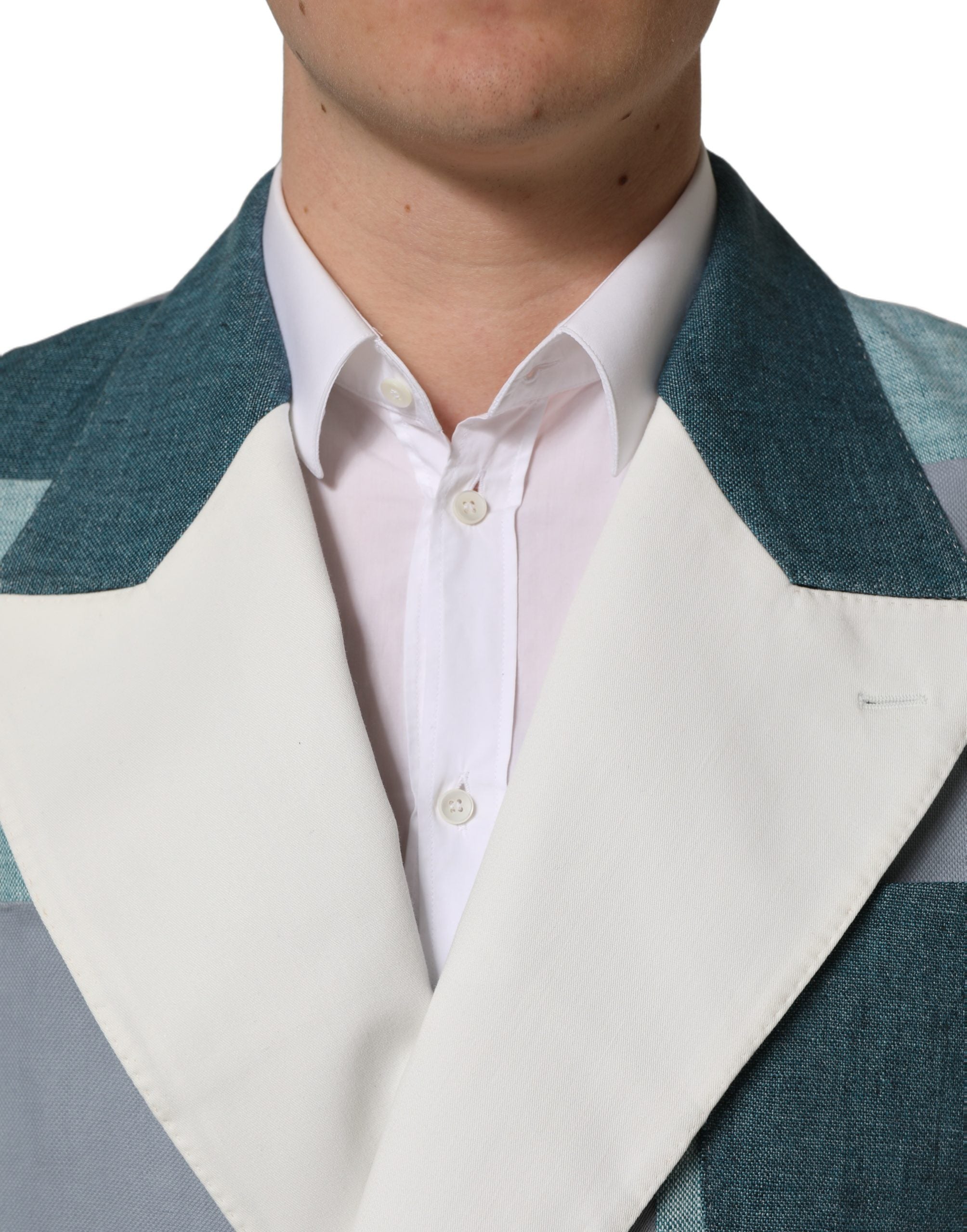 Dolce & Gabbana Mehrfarbige Patchwork-Leinen-Sakko mit Doppelreihenknöpfen-6