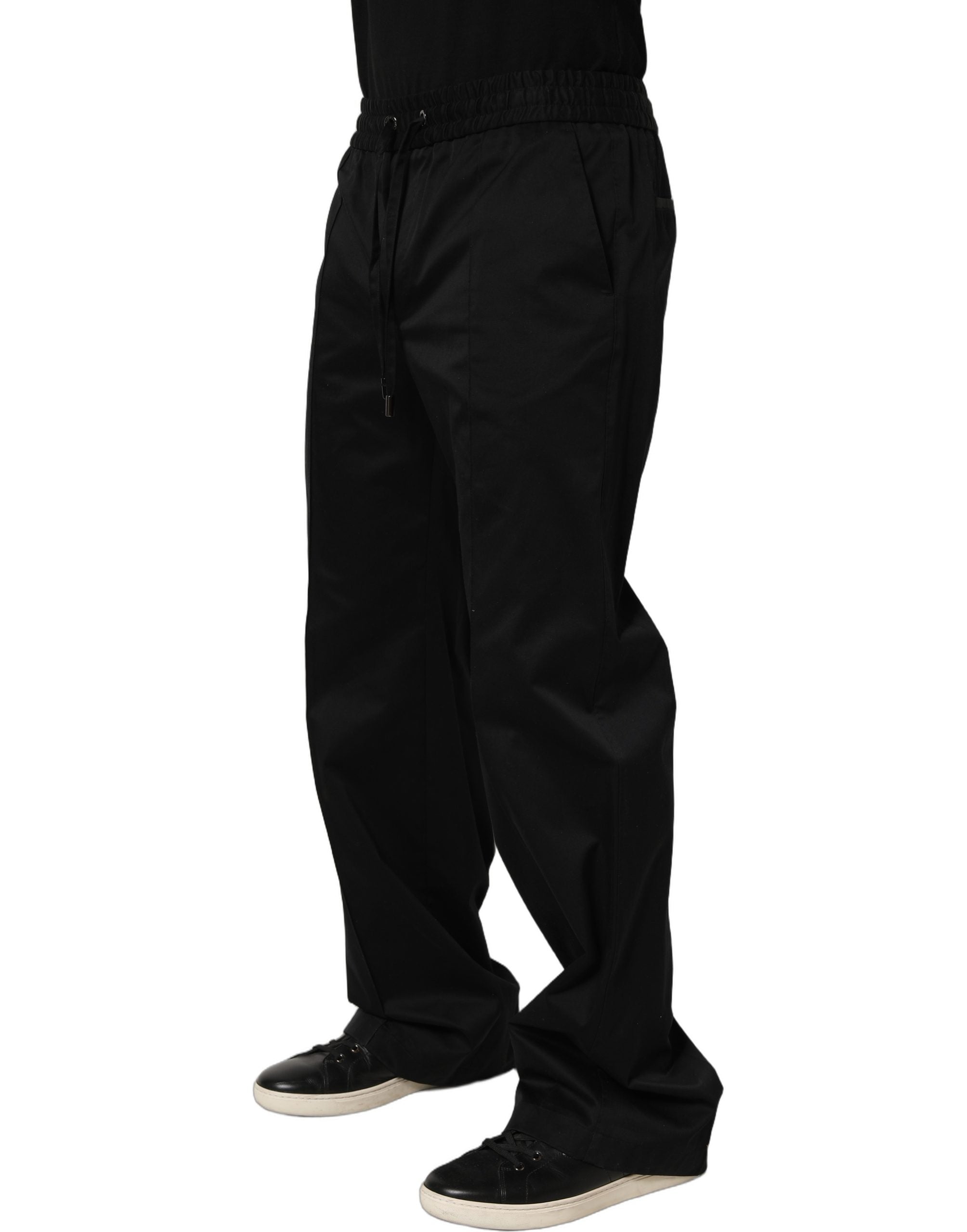 Dolce & Gabbana Schwarze Baumwoll-Jogginghose mit Kordelzug für Herren-4