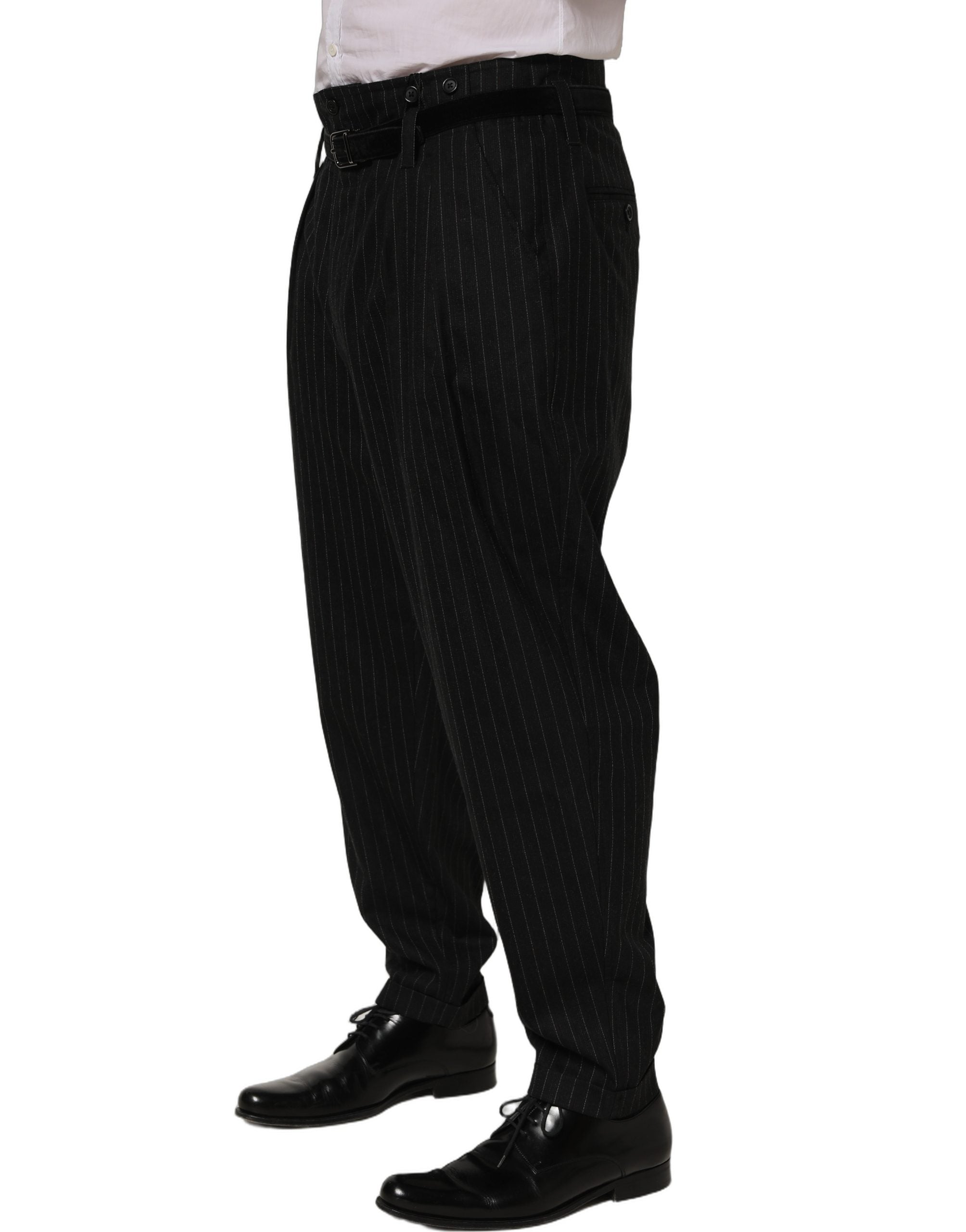 Dolce & Gabbana Schwarze Herren-Anzughose mit Nadelstreifen aus Wolle-4
