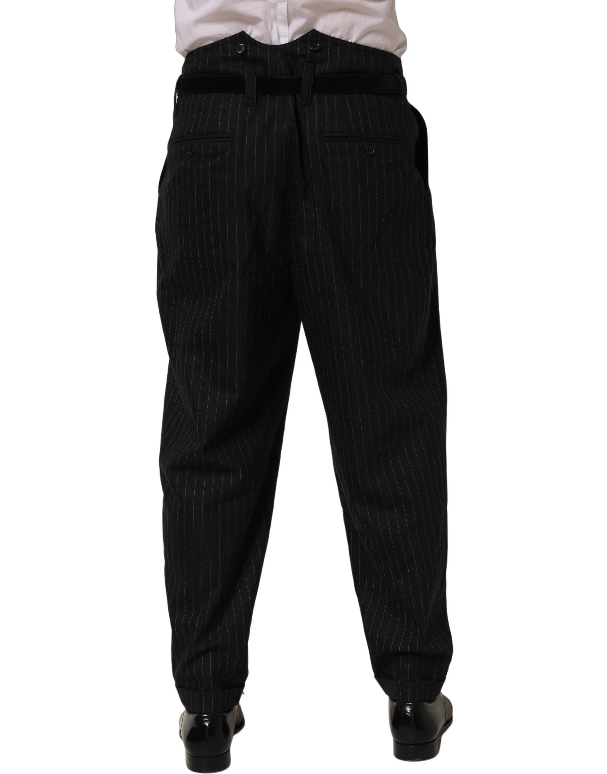 Dolce & Gabbana Schwarze Herren-Anzughose mit Nadelstreifen aus Wolle-5