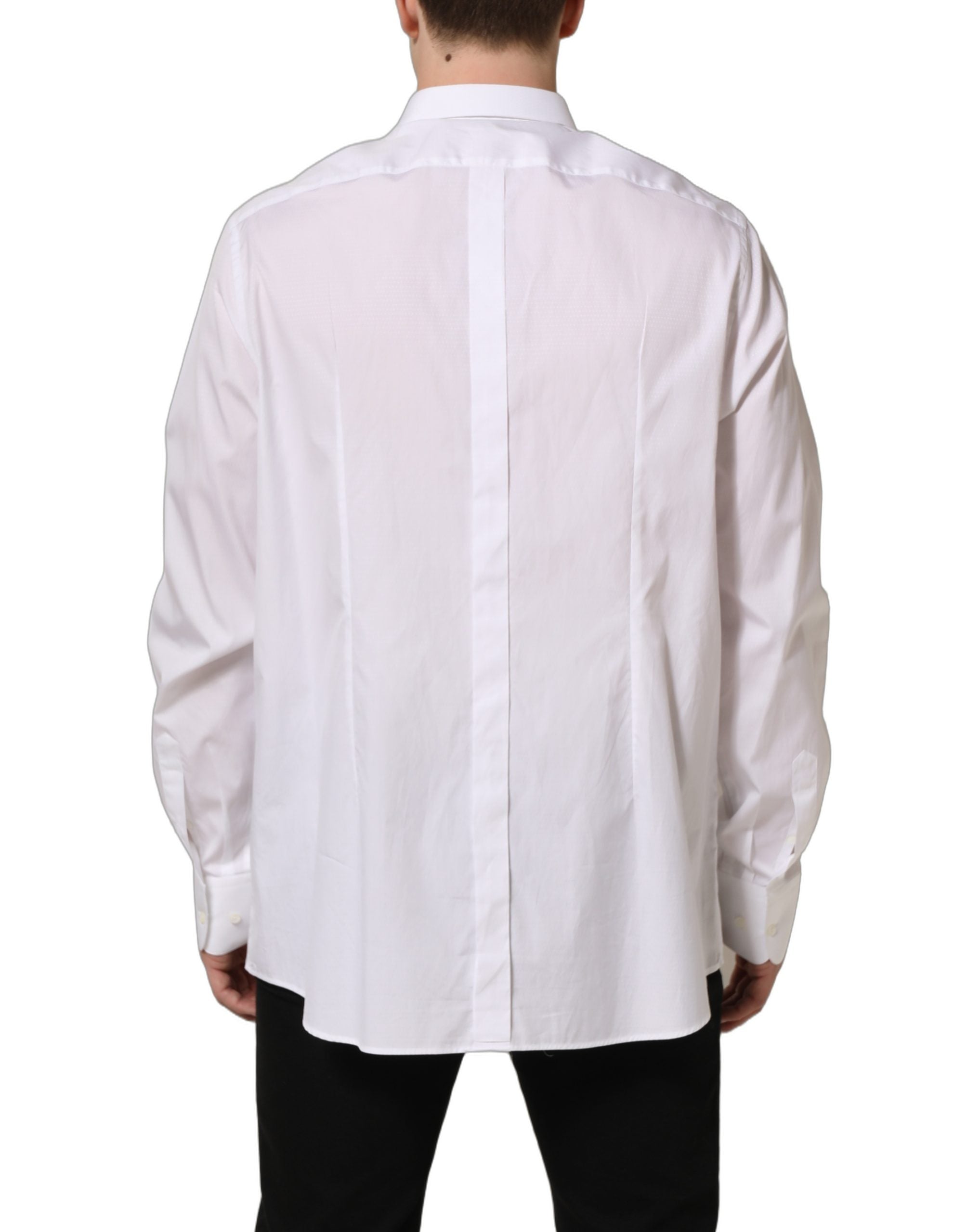 Dolce & Gabbana Weißes Baumwoll-Langarm-Herrenhemd-2