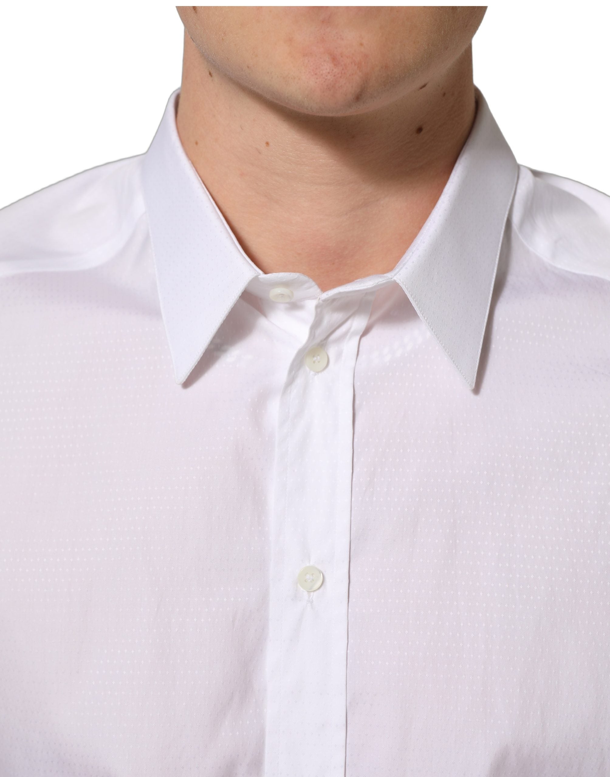 Dolce & Gabbana Weißes Baumwoll-Langarm-Herrenhemd-3