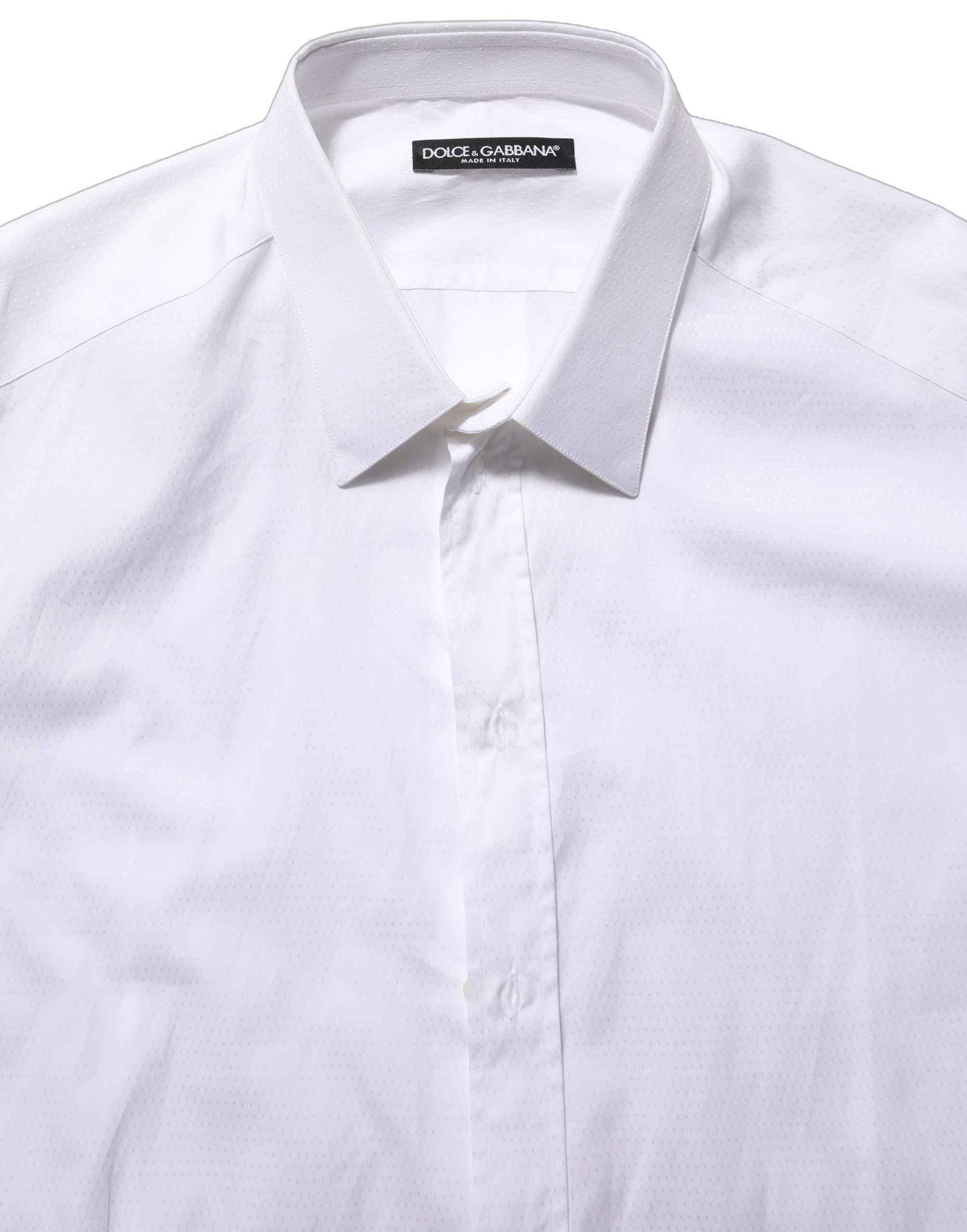 Dolce & Gabbana Weißes Baumwoll-Langarm-Herrenhemd-4