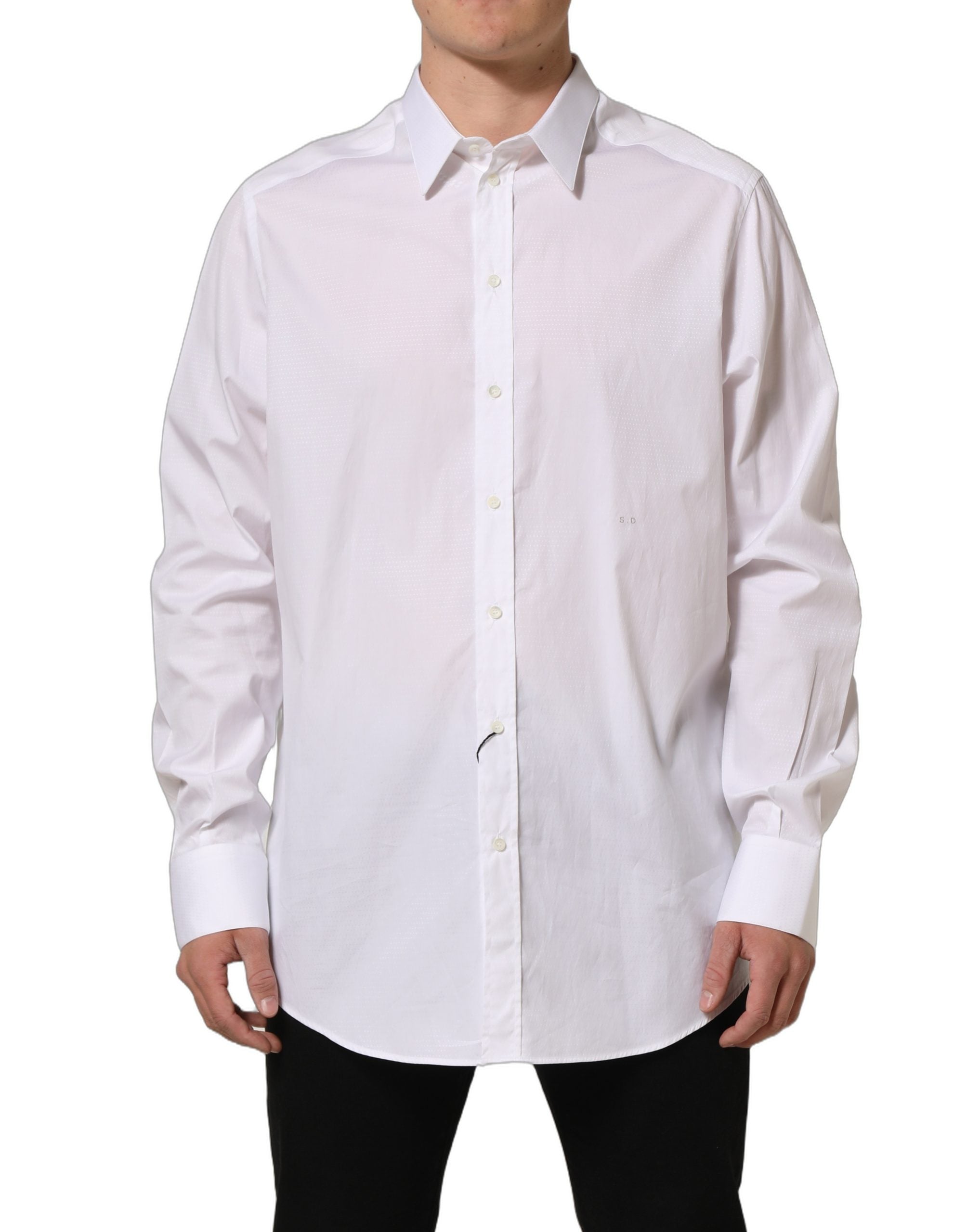 Dolce & Gabbana Weißes Baumwoll-Langarm-Herrenhemd-5