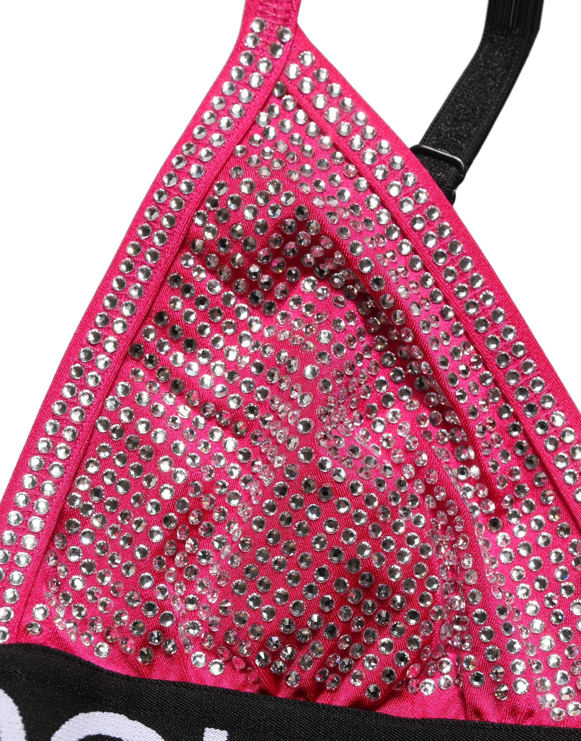 Dolce & Gabbana Pink Crystal Embellished Bralette Crop Top-6