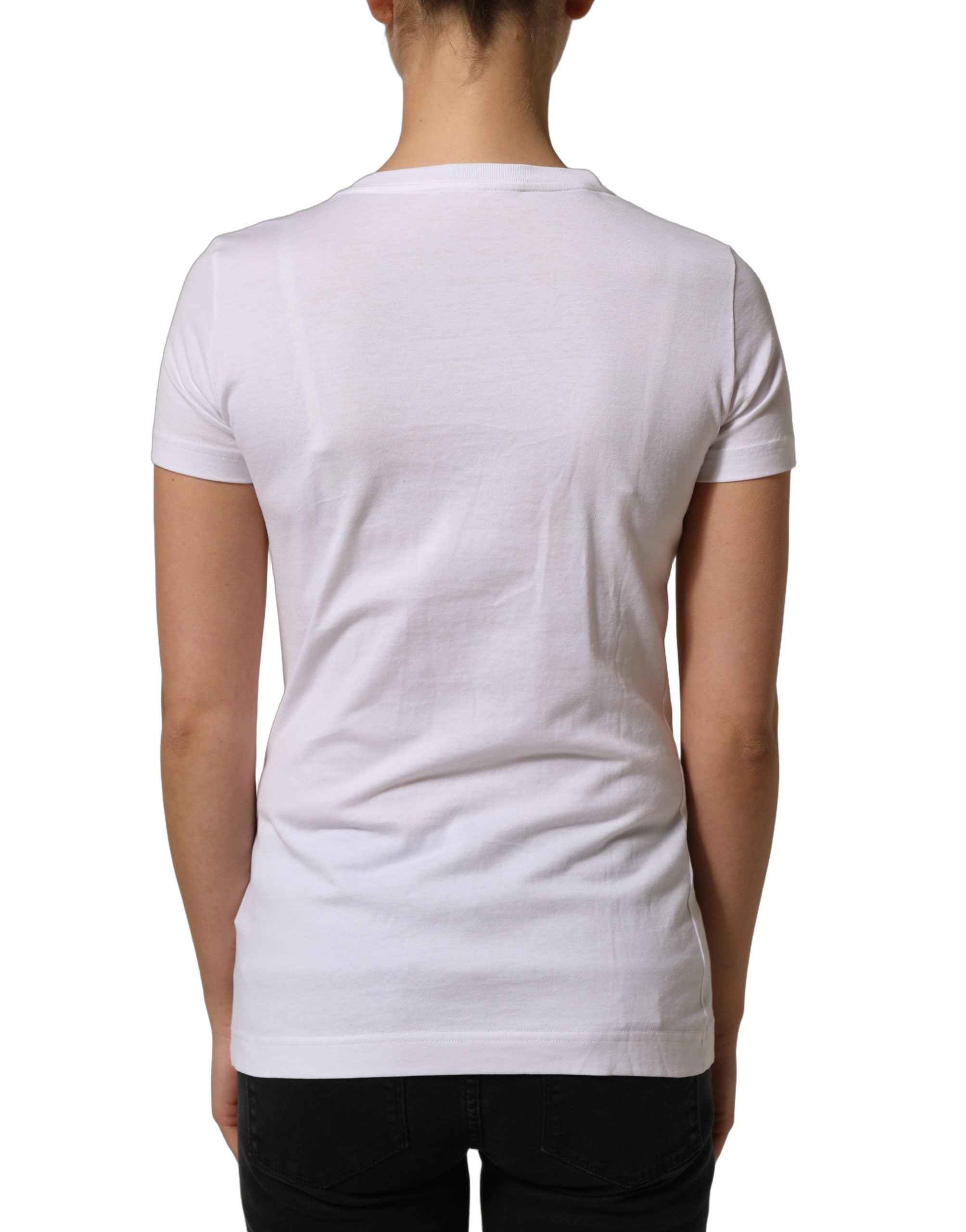 Dolce & Gabbana Weißes Rundhals-T-Shirt mit DG-Logo-Verzierung-5