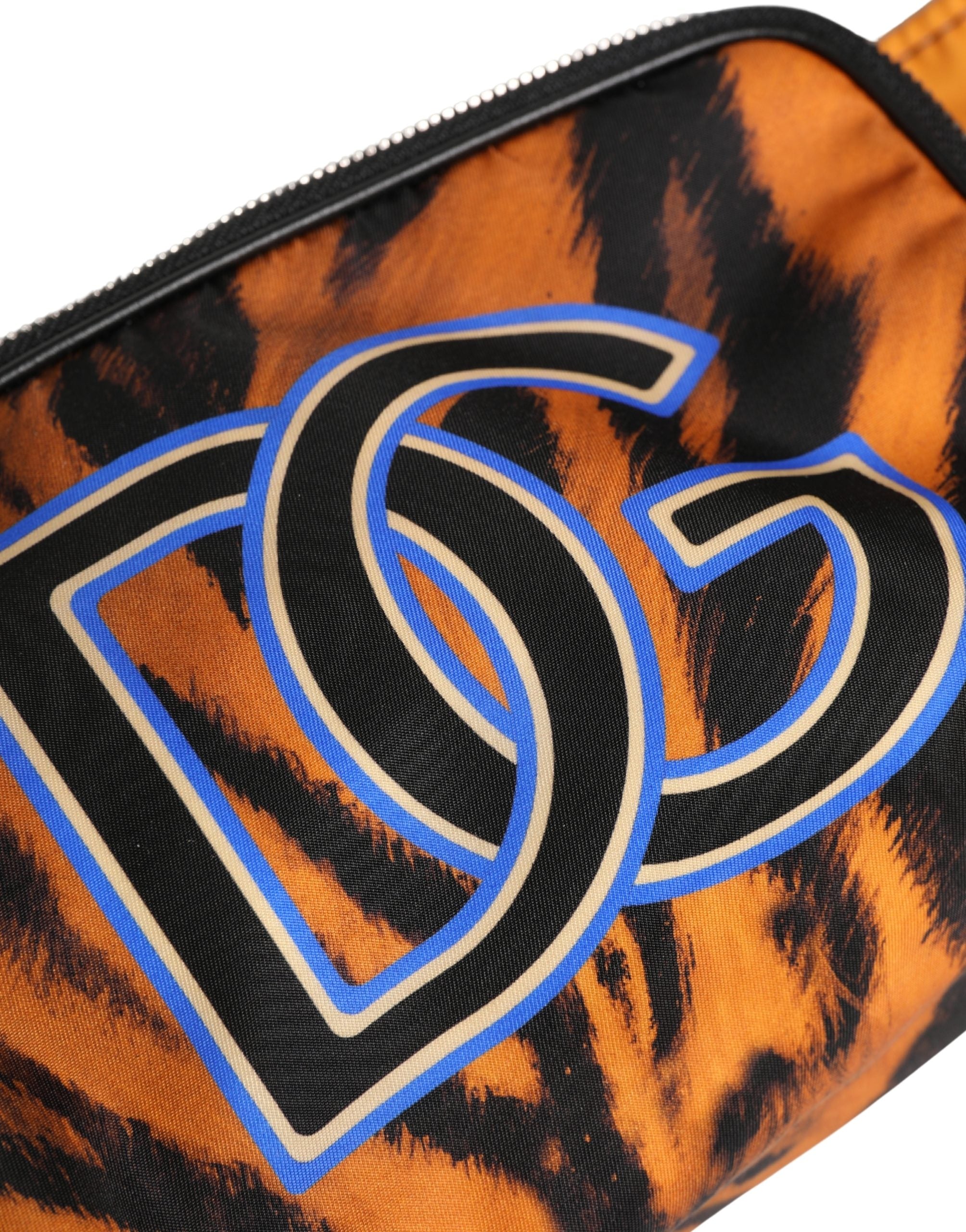 Dolce & Gabbana Braune Bauchtasche aus Nylon mit Tiger-Print für Herren-4