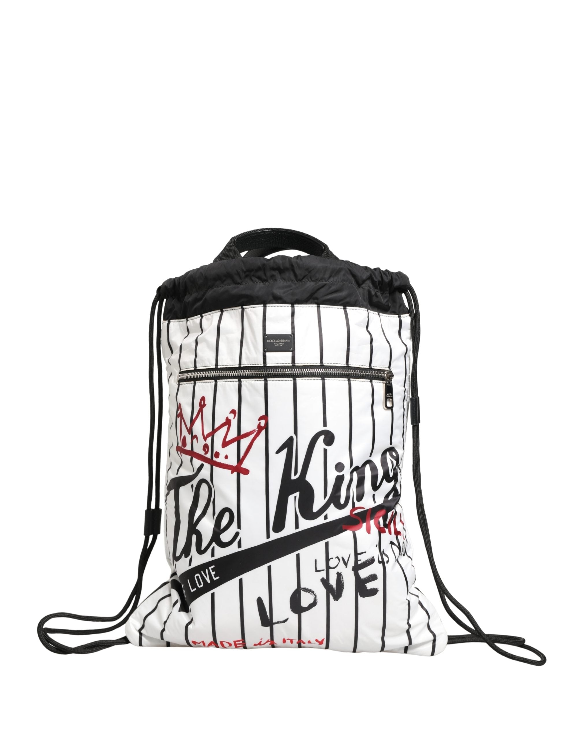 Dolce & Gabbana Schwarz-weißer Rucksack mit Kordelzug aus Polyester für Herren-3