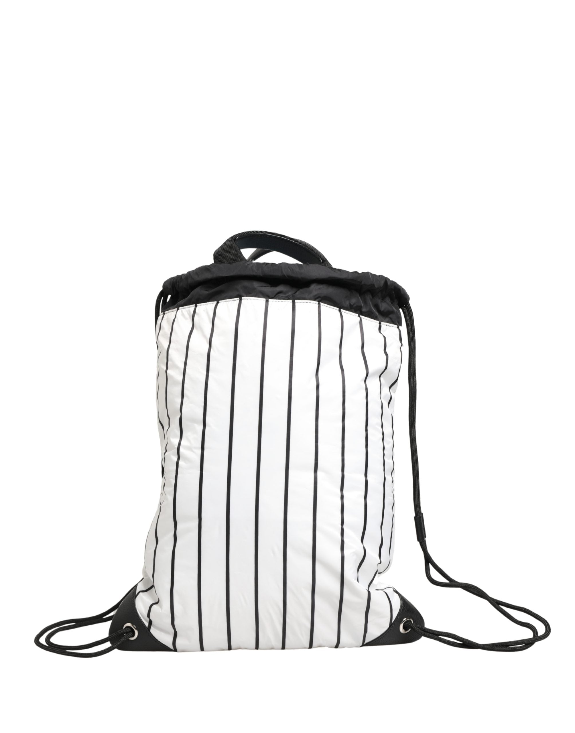 Dolce & Gabbana Schwarz-weißer Rucksack mit Kordelzug aus Polyester für Herren-7