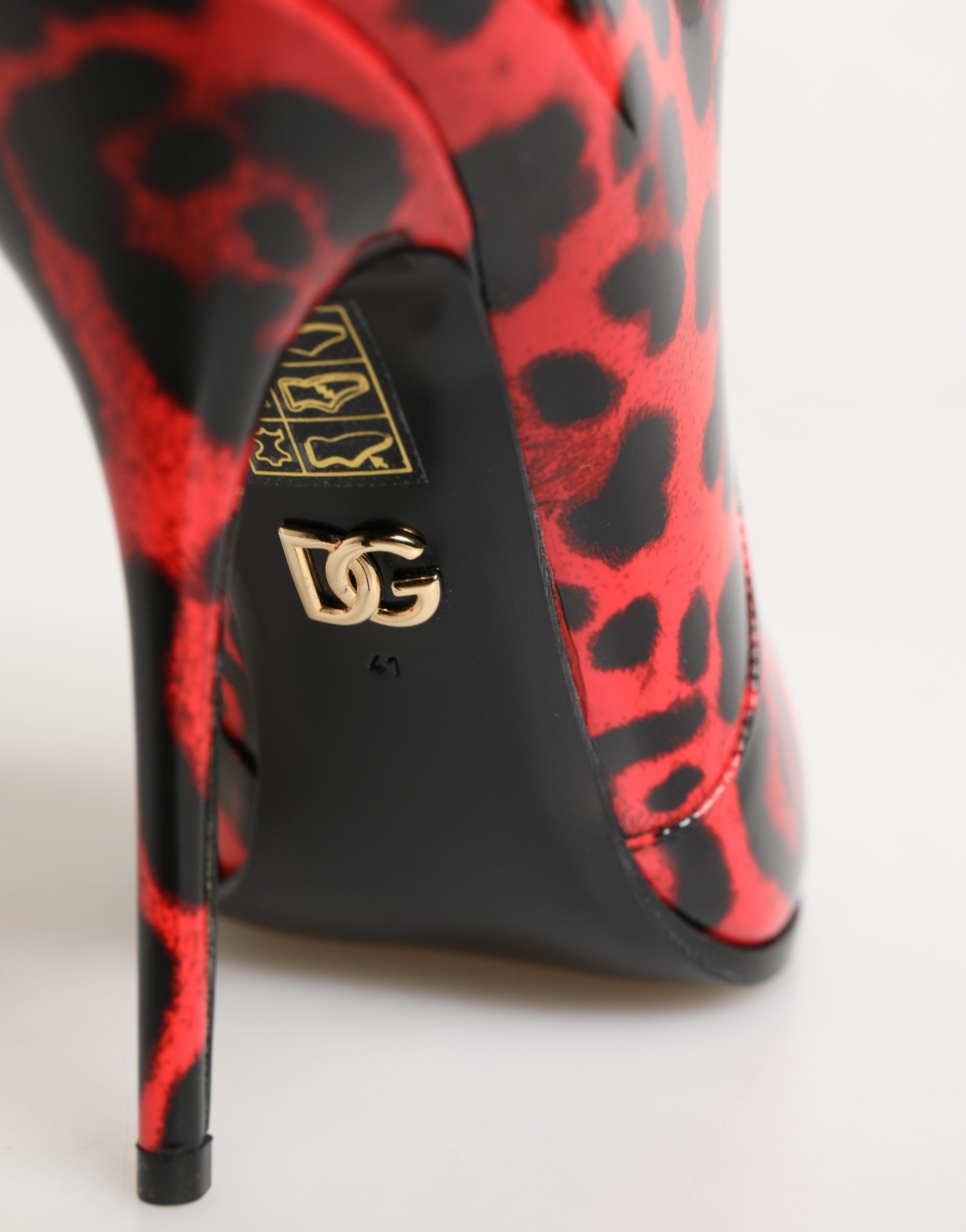 Dolce & Gabbana Rote Leo-Print Cardinale Stiefeletten-1