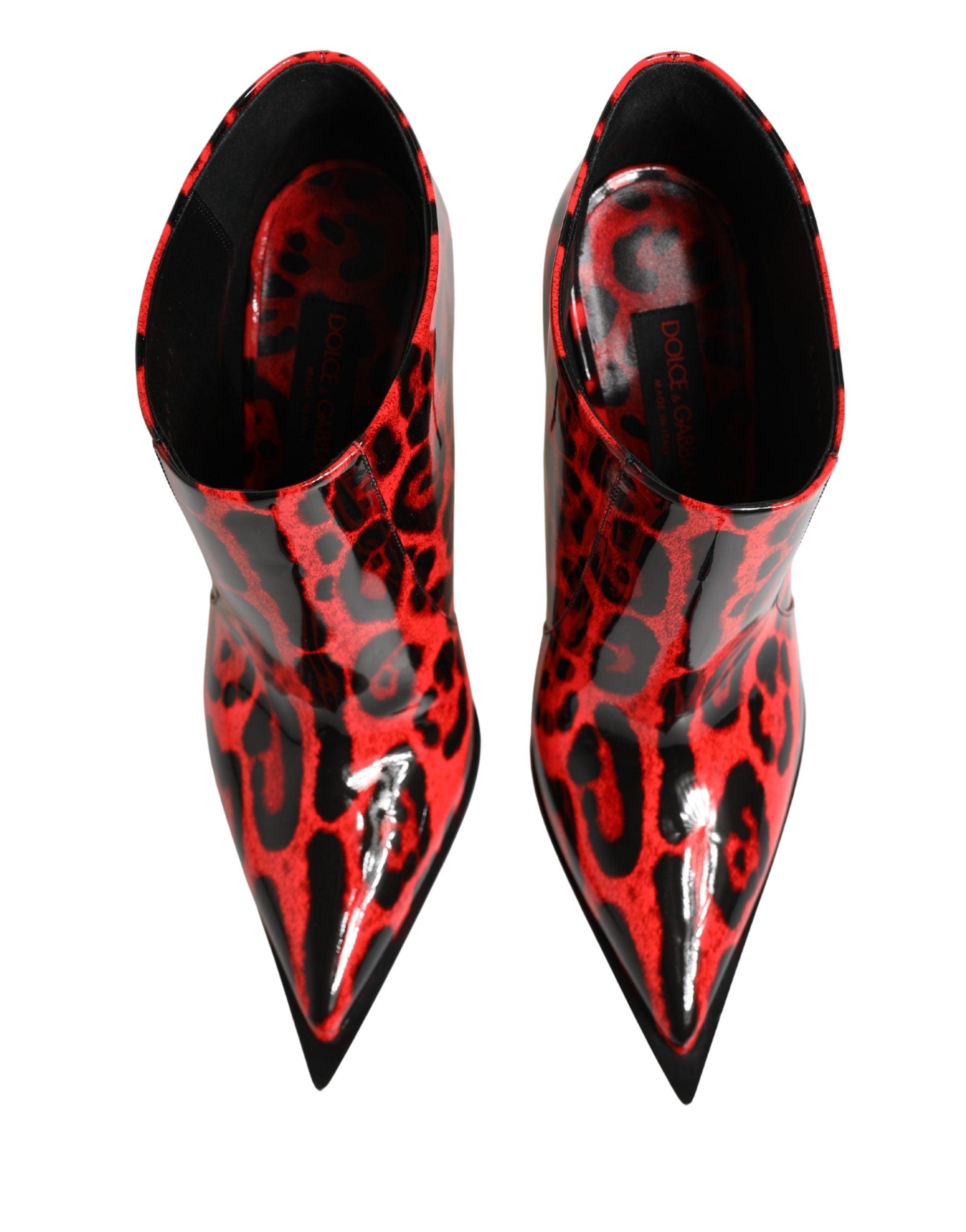 Dolce & Gabbana Rote Leo-Print Cardinale Stiefeletten-3