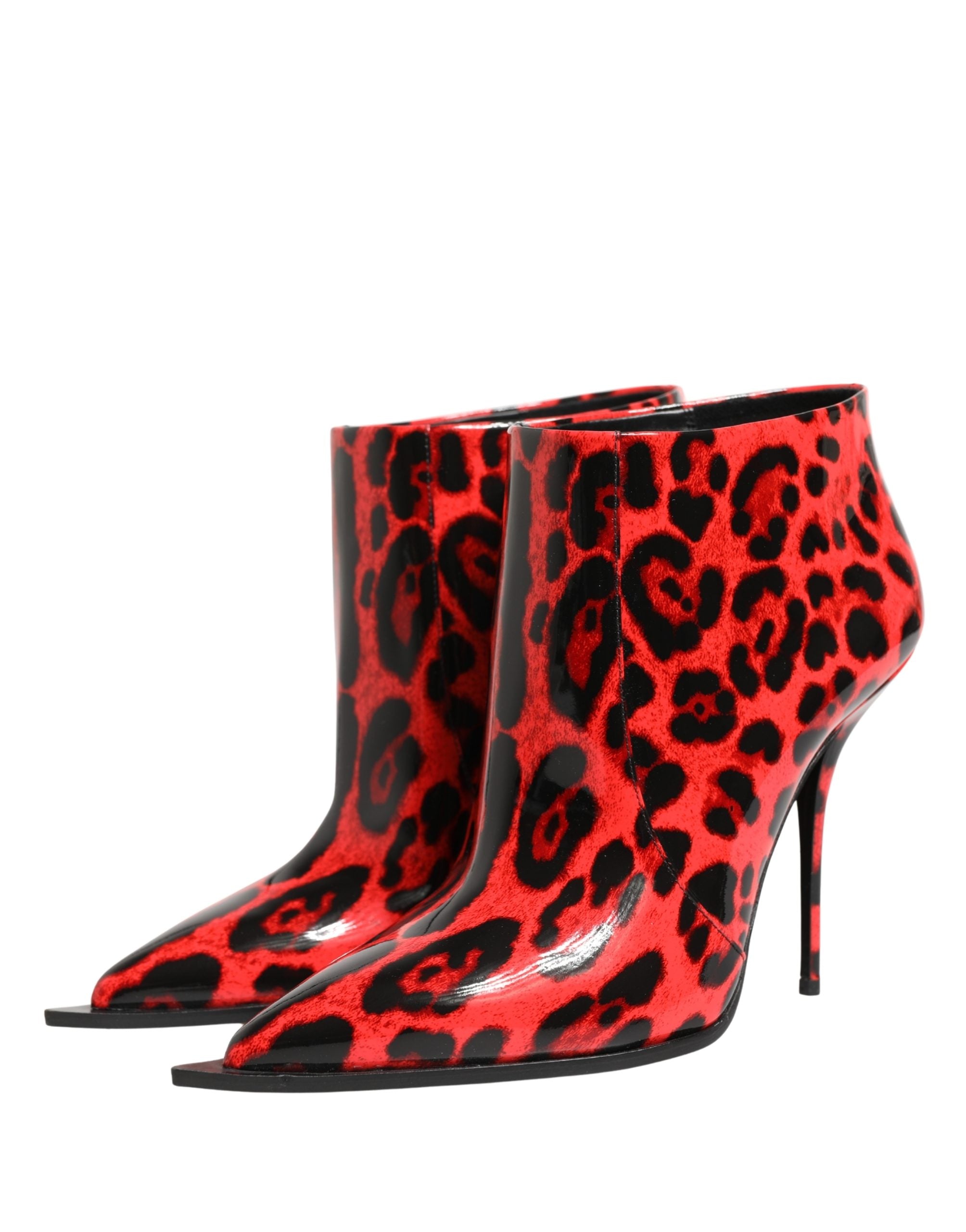 Dolce & Gabbana Rote Leo-Print Cardinale Stiefeletten-4