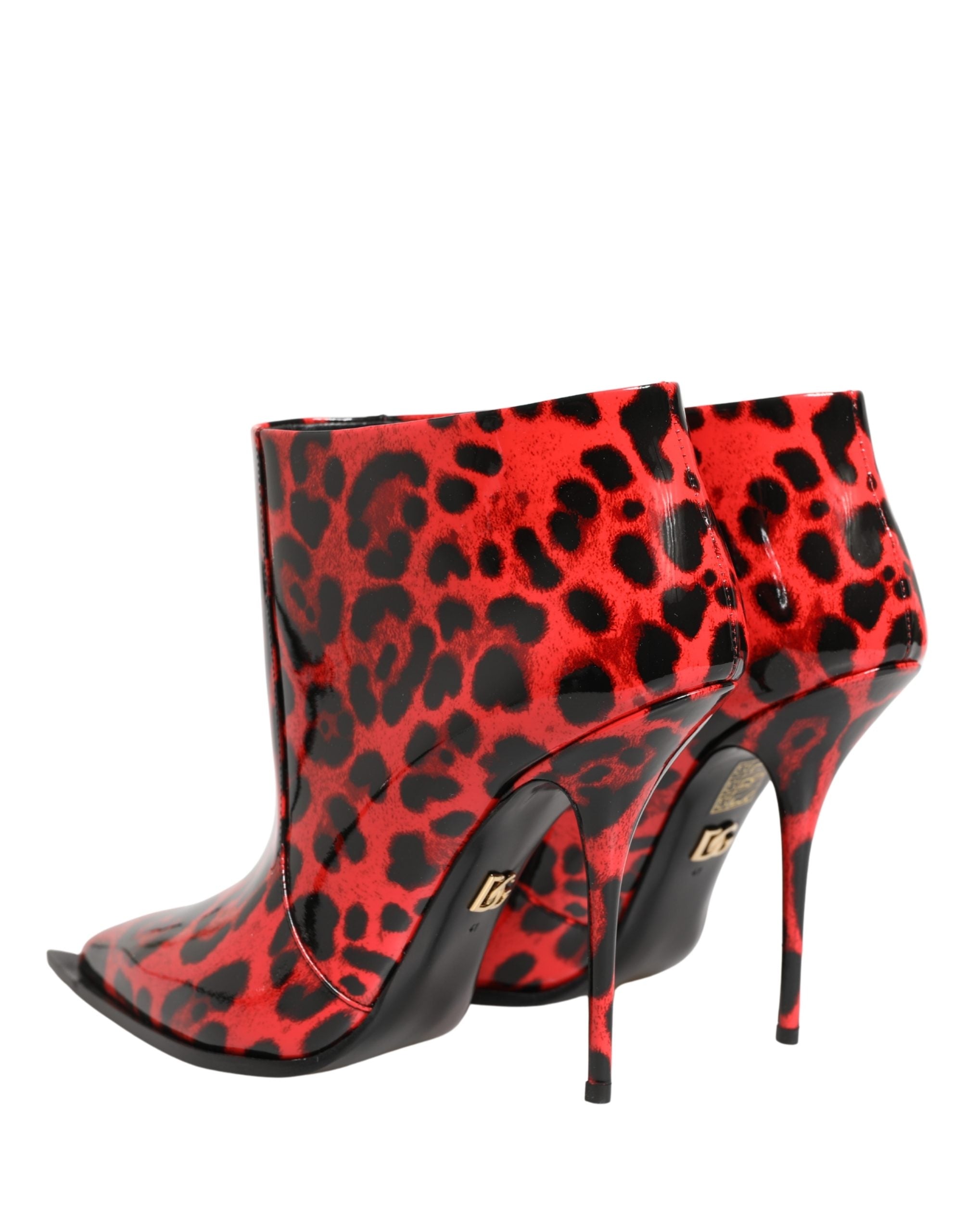 Dolce & Gabbana Rote Leo-Print Cardinale Stiefeletten-5