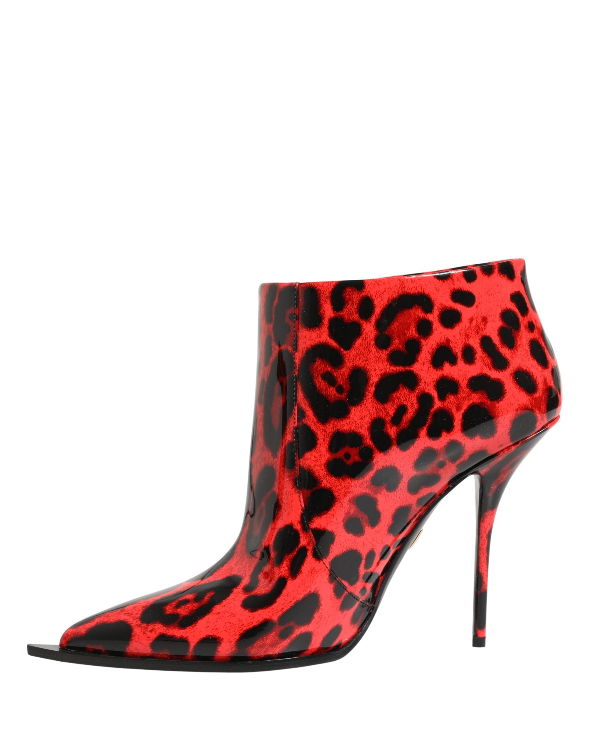 Dolce & Gabbana Rote Leo-Print Cardinale Stiefeletten-6