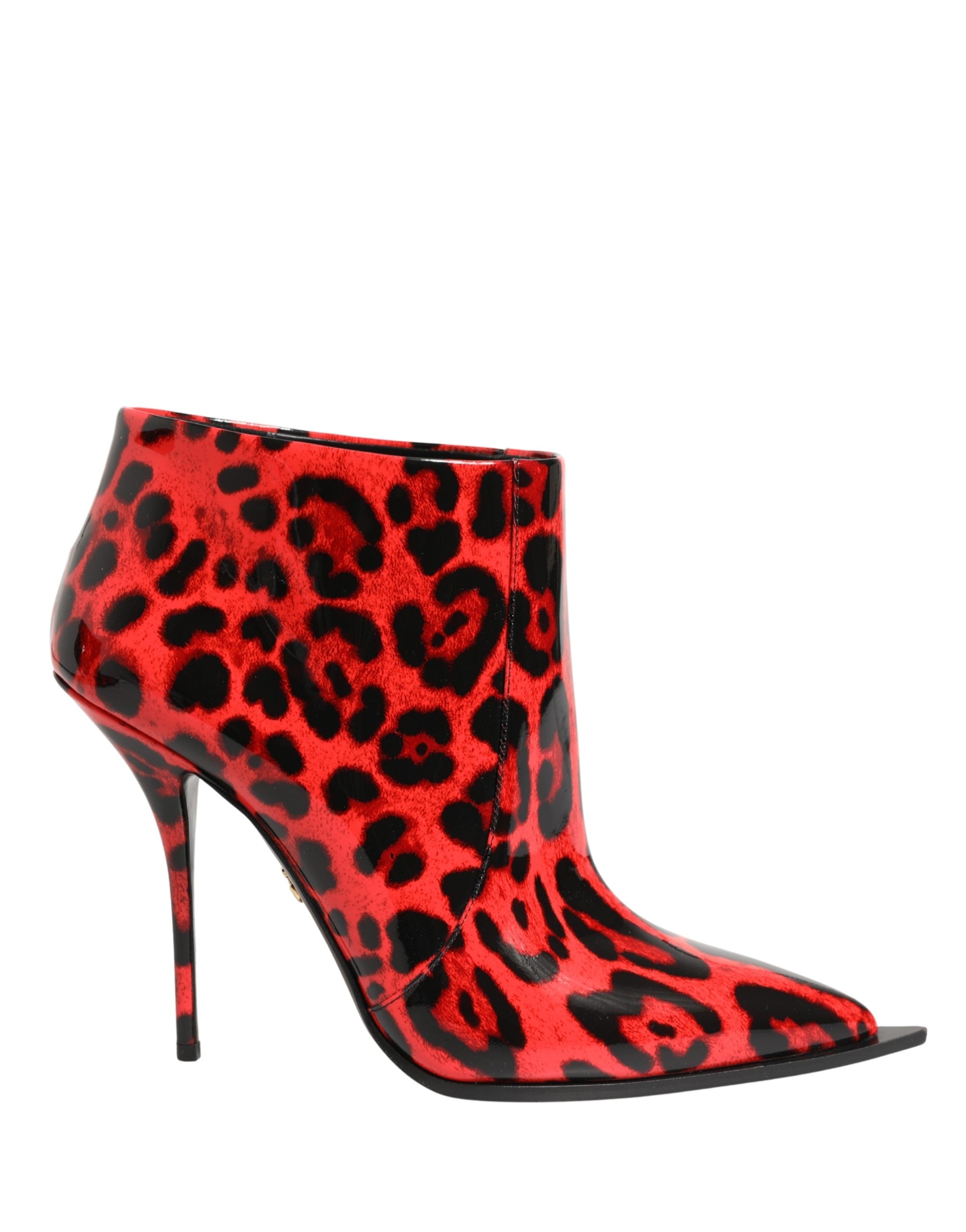 Dolce & Gabbana Rote Leo-Print Cardinale Stiefeletten-7