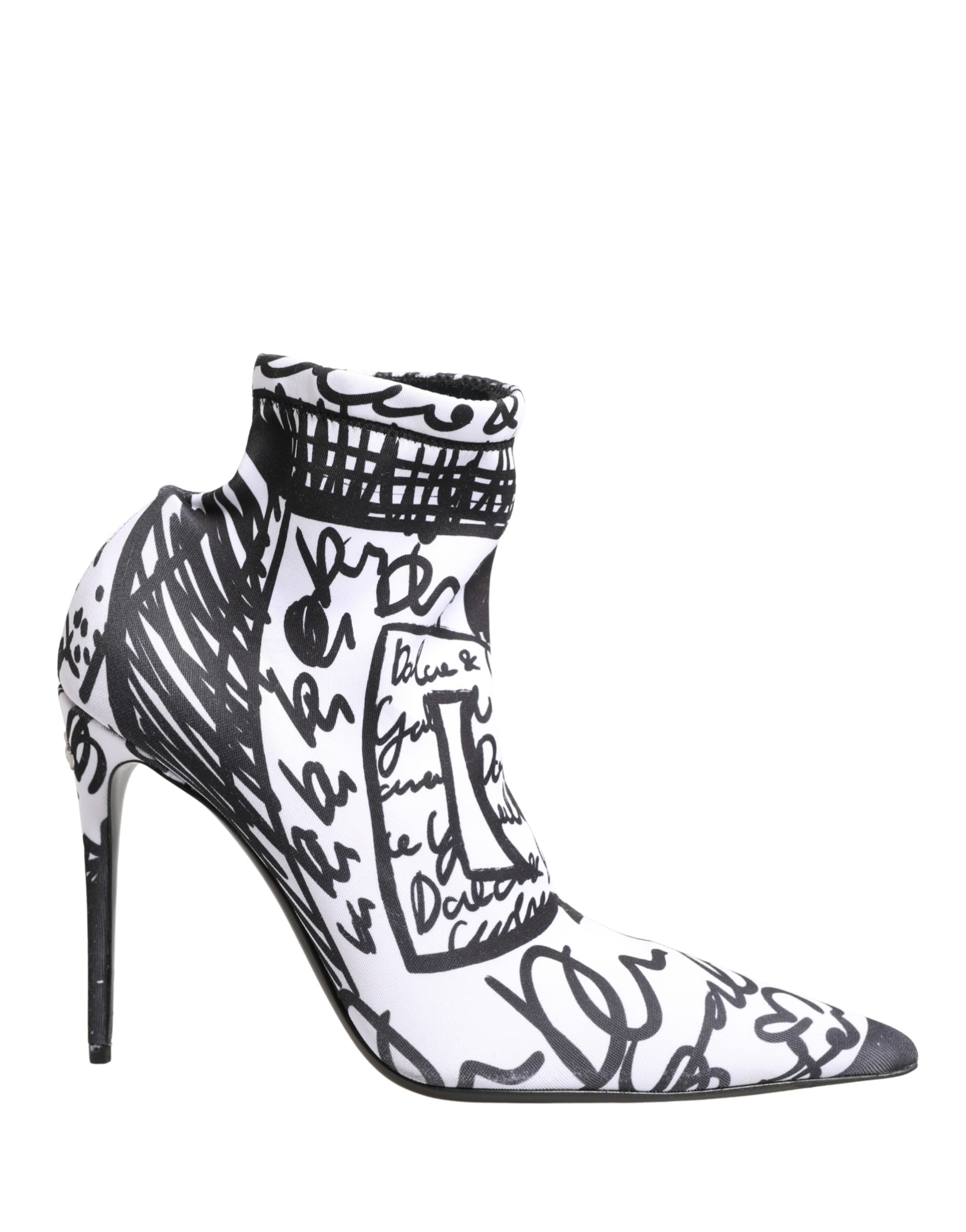 Dolce & Gabbana Weiße Stretch-Stiefeletten mit Graffiti-Print-3