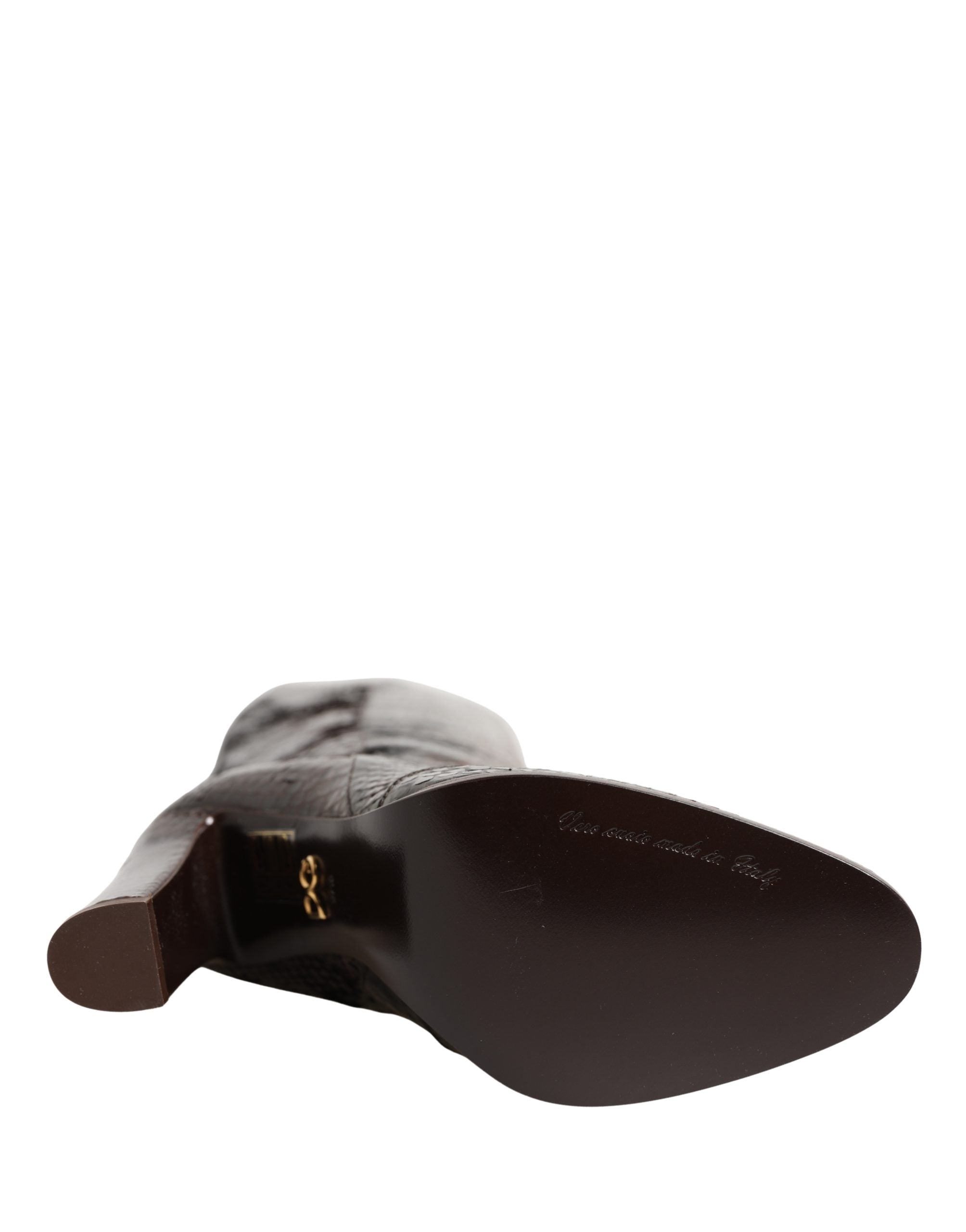 Dolce & Gabbana Braune Kniehohe Stiefel aus exotischem Leder-2