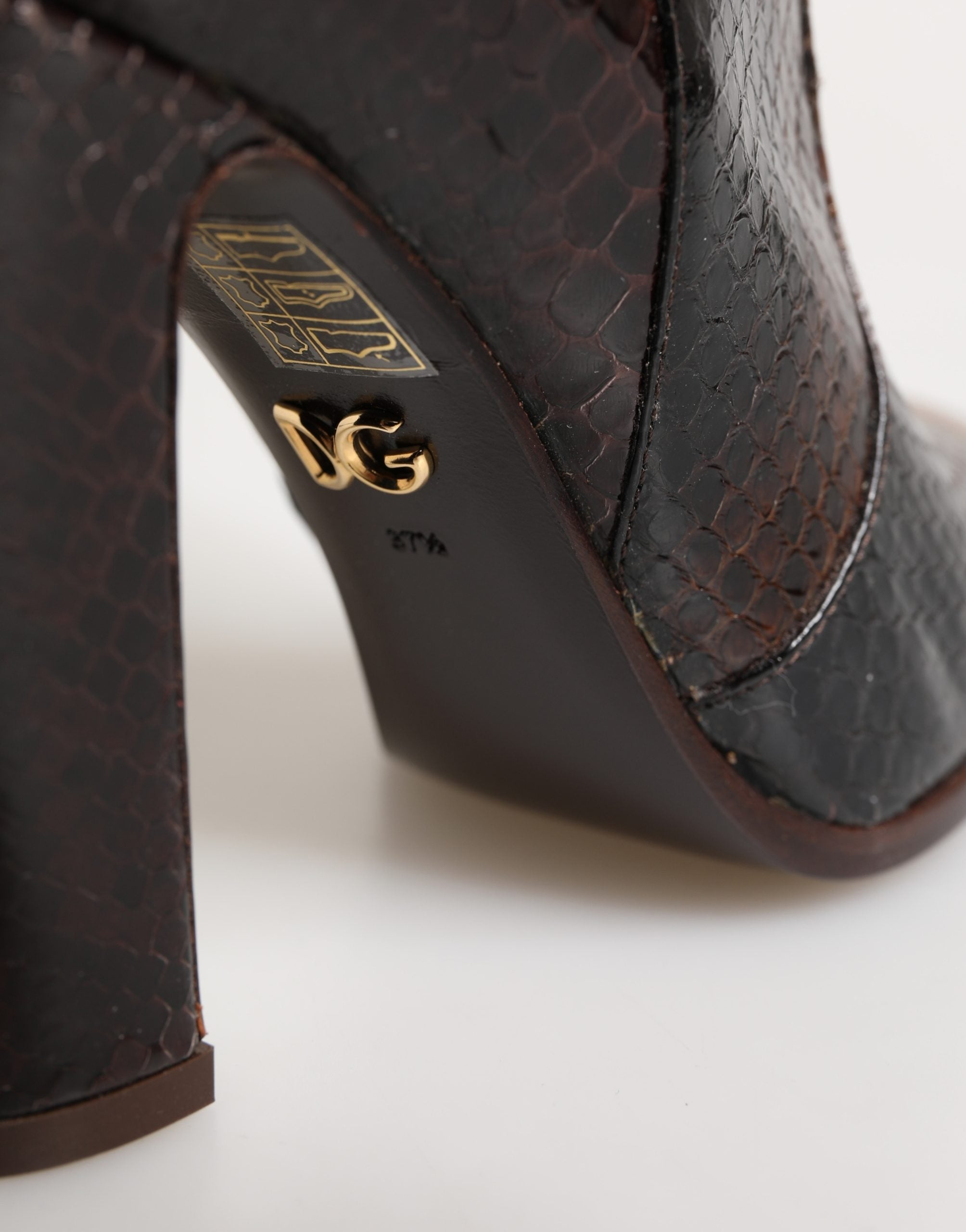Dolce & Gabbana Braune Kniehohe Stiefel aus exotischem Leder-3