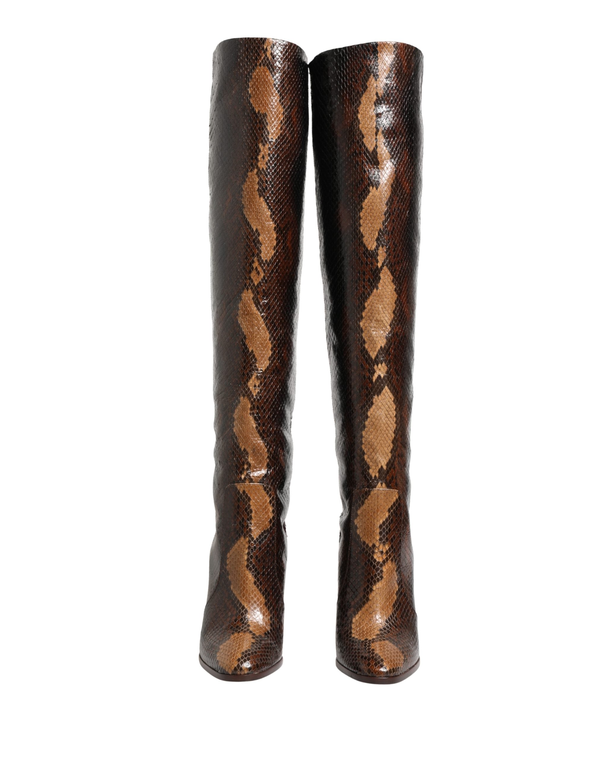 Dolce & Gabbana Braune Kniehohe Stiefel aus exotischem Leder-4