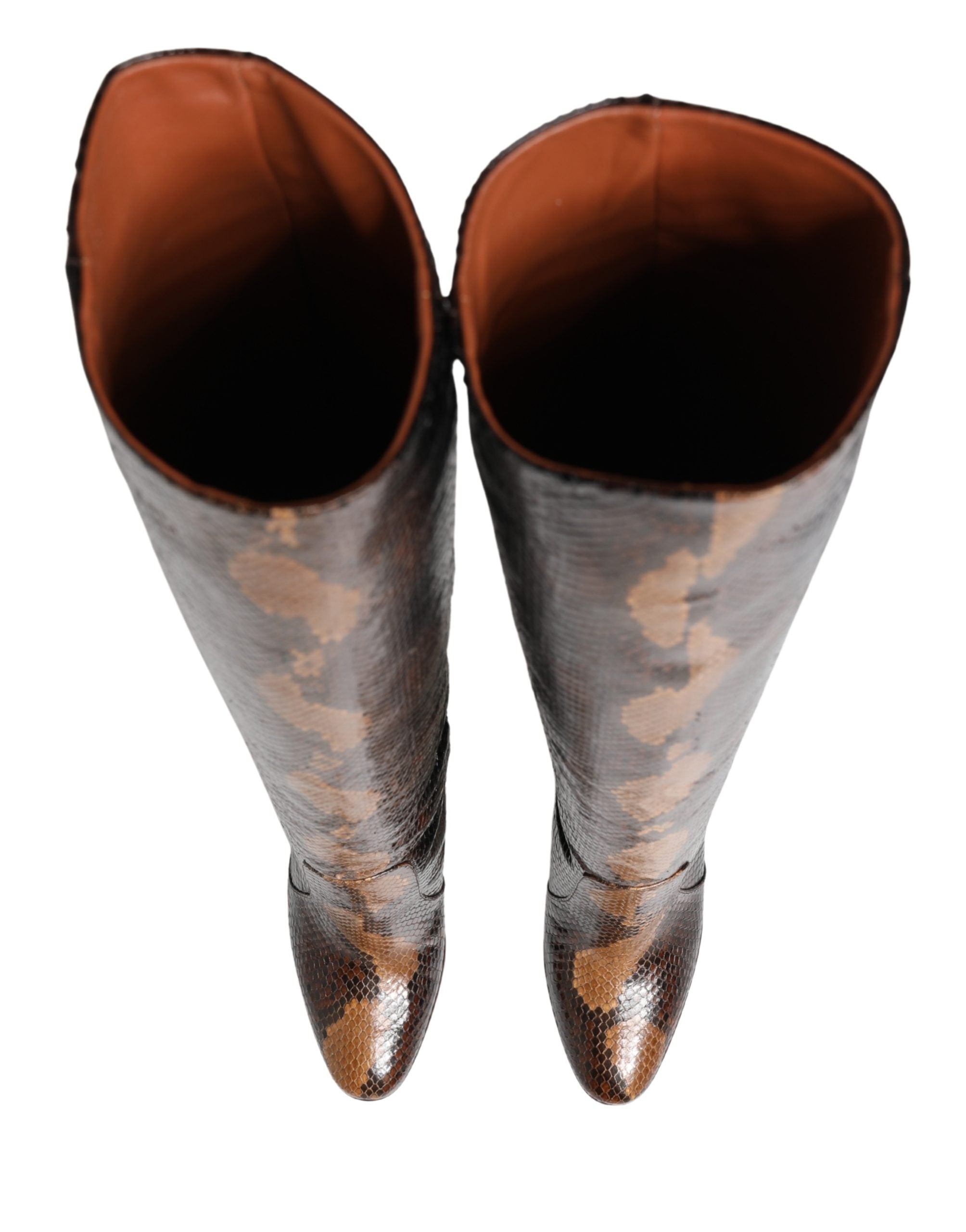 Dolce & Gabbana Braune Kniehohe Stiefel aus exotischem Leder-5