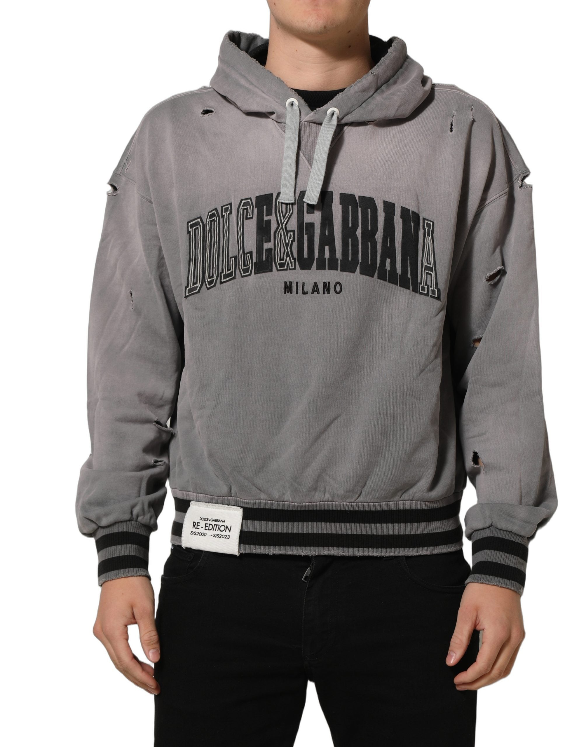Dolce & Gabbana Grauer Grafik-Kapuzenpullover Herren Pullover-3
